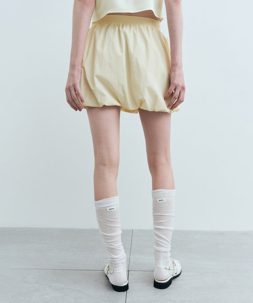 Marithe & Francois Girbaud - Nylon Bubble Hem Mini Skirt (Cream) product image 8 | TRAB K-Fashion Australia