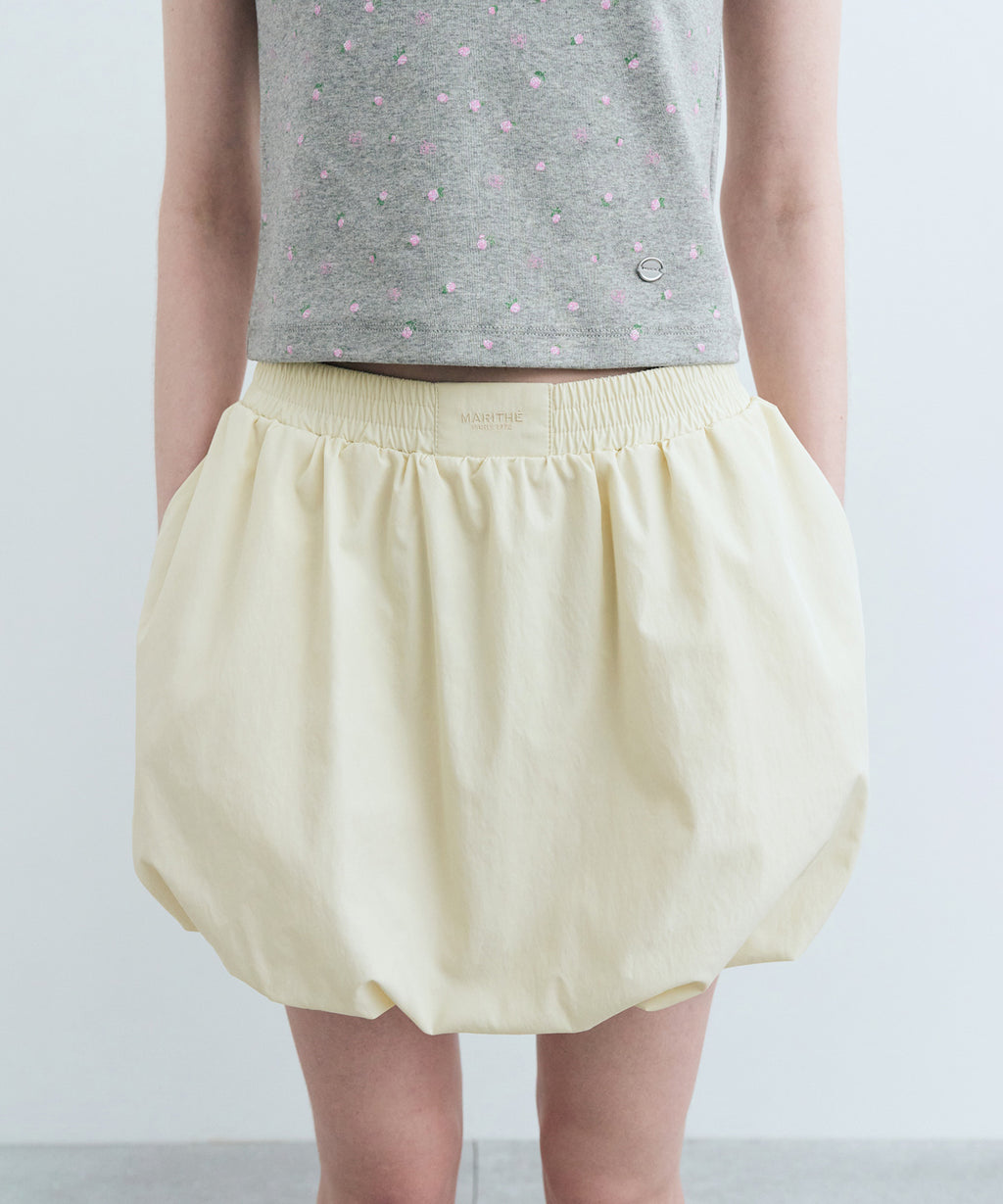 Marithe & Francois Girbaud - Nylon Bubble Hem Mini Skirt (Cream) product image 9 | TRAB K-Fashion Australia