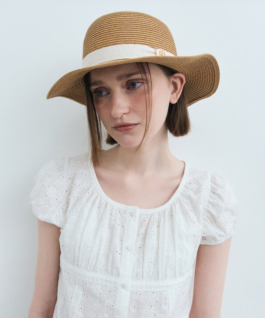 Marithe & Francois Girbaud - Circle Logo Raffia Hat (Beige) product image 9 | TRAB K-Fashion Australia
