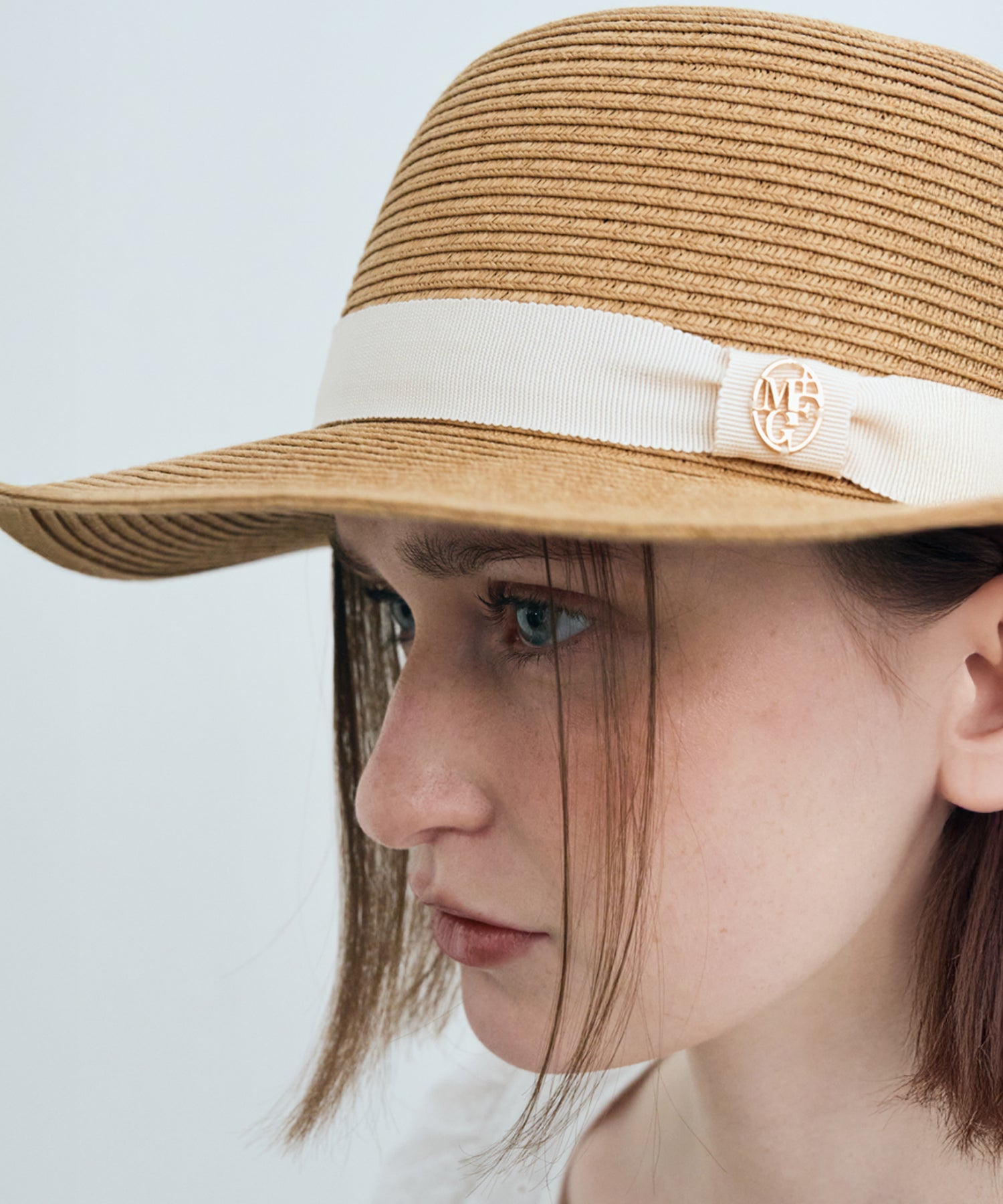 Marithe & Francois Girbaud - Circle Logo Raffia Hat (Beige) product image 7 | TRAB K-Fashion Australia