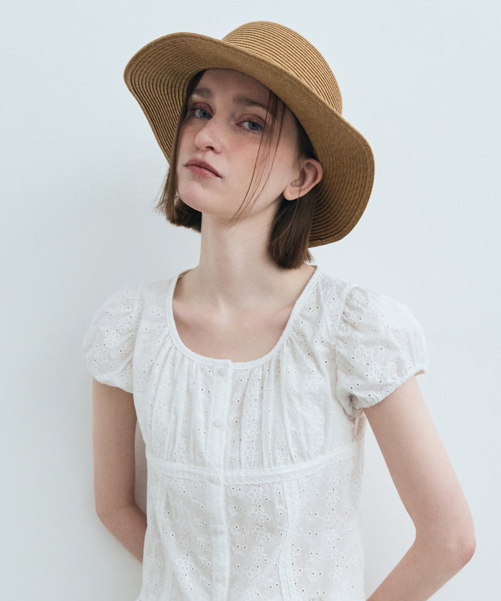 Marithe & Francois Girbaud - Circle Logo Raffia Hat (Beige) product image 8 | TRAB K-Fashion Australia