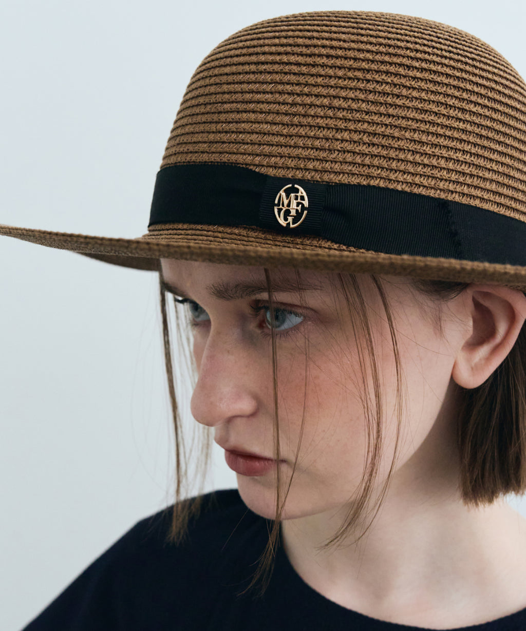 Marithe & Francois Girbaud - Circle Logo Raffia Hat (Brown) product image 7 | TRAB K-Fashion Australia
