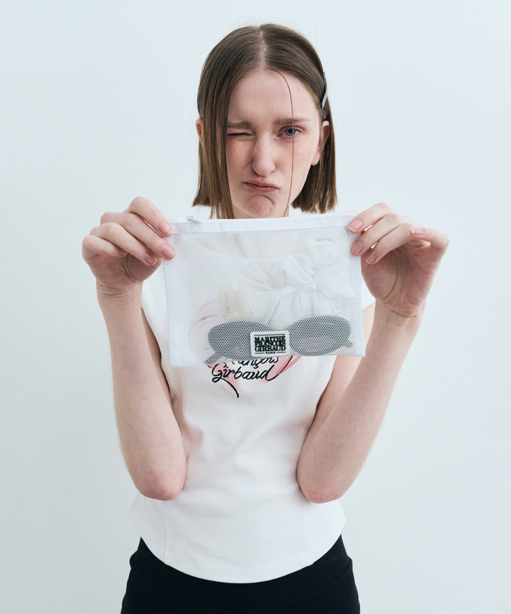 Marithe & Francois Girbaud - Classic Logo Mesh Pouch (White) product image 4 | TRAB K-Fashion Australia