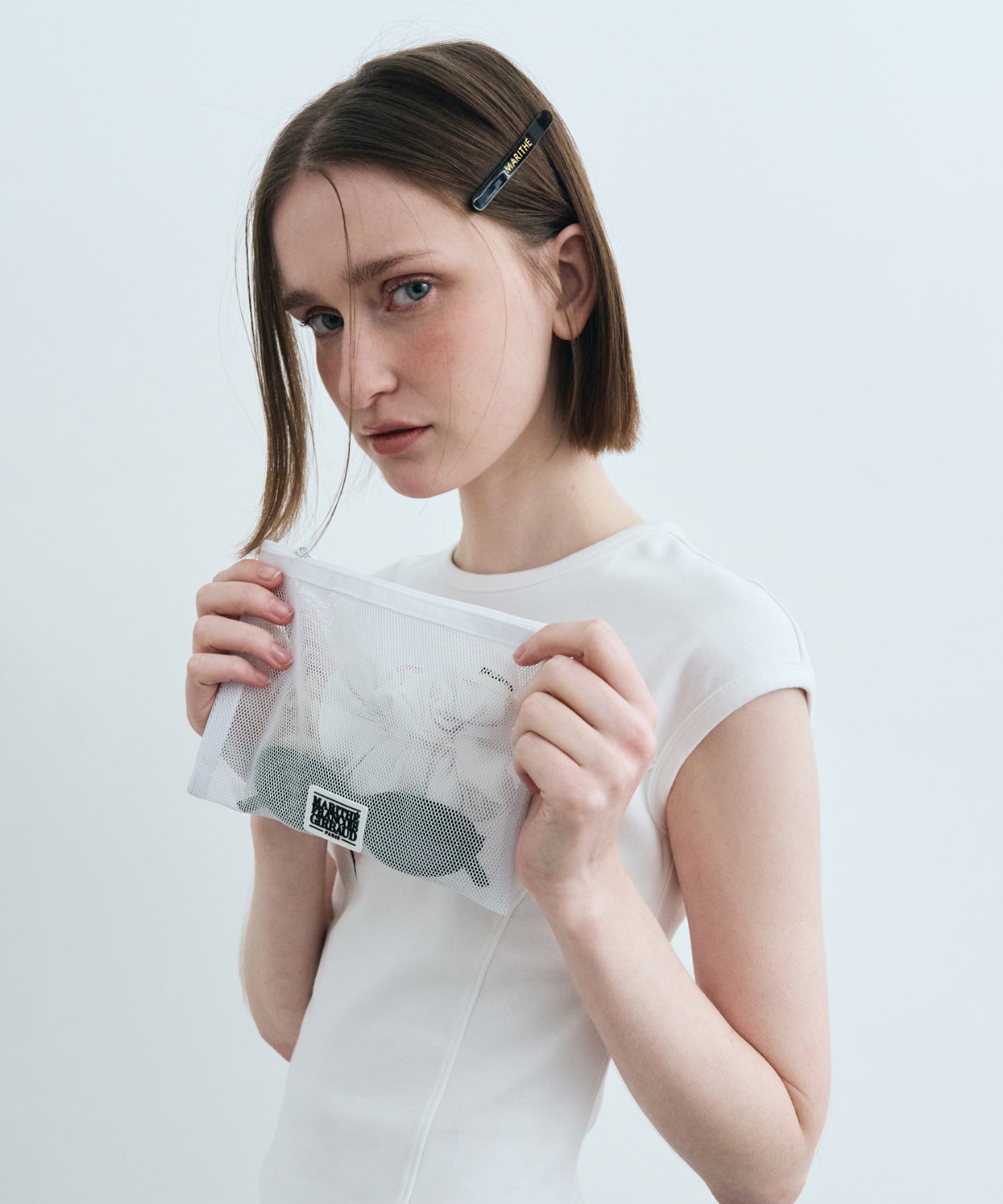 Marithe & Francois Girbaud - Classic Logo Mesh Pouch (White) product image 5 | TRAB K-Fashion Australia