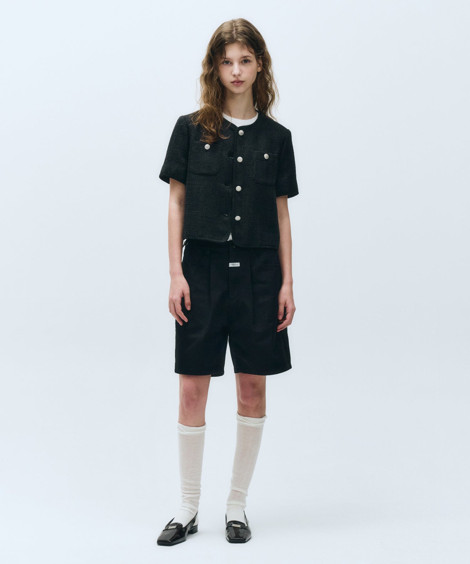 Marithe & Francois Girbaud - Classic Round Neck Tweed Jacket (Black) product image 4 | TRAB K-Fashion Australia