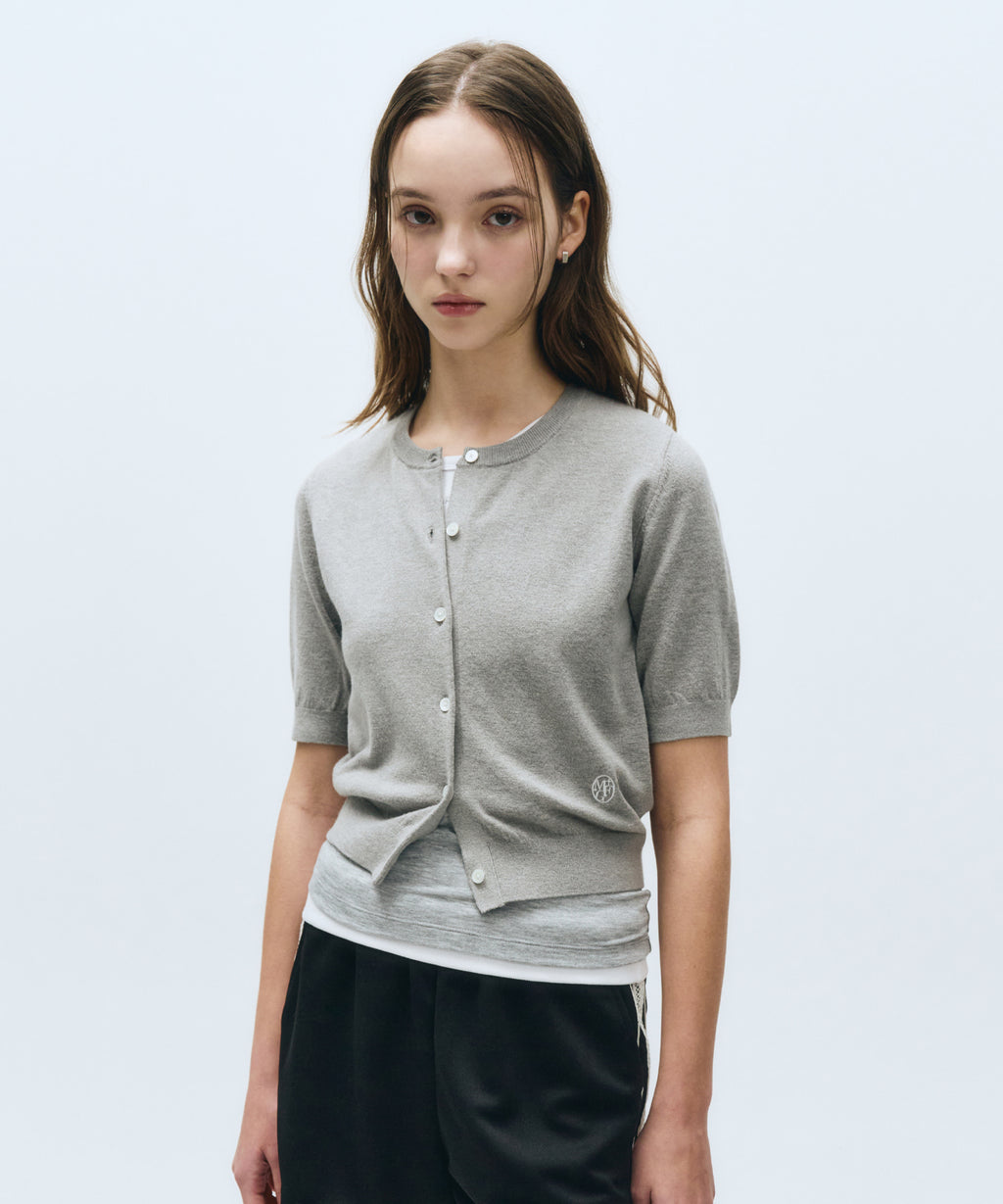 Marithe & Francois Girbaud - Round Neck Half Cardigan (Heather Gray) product image 1 | TRAB K-Fashion Australia