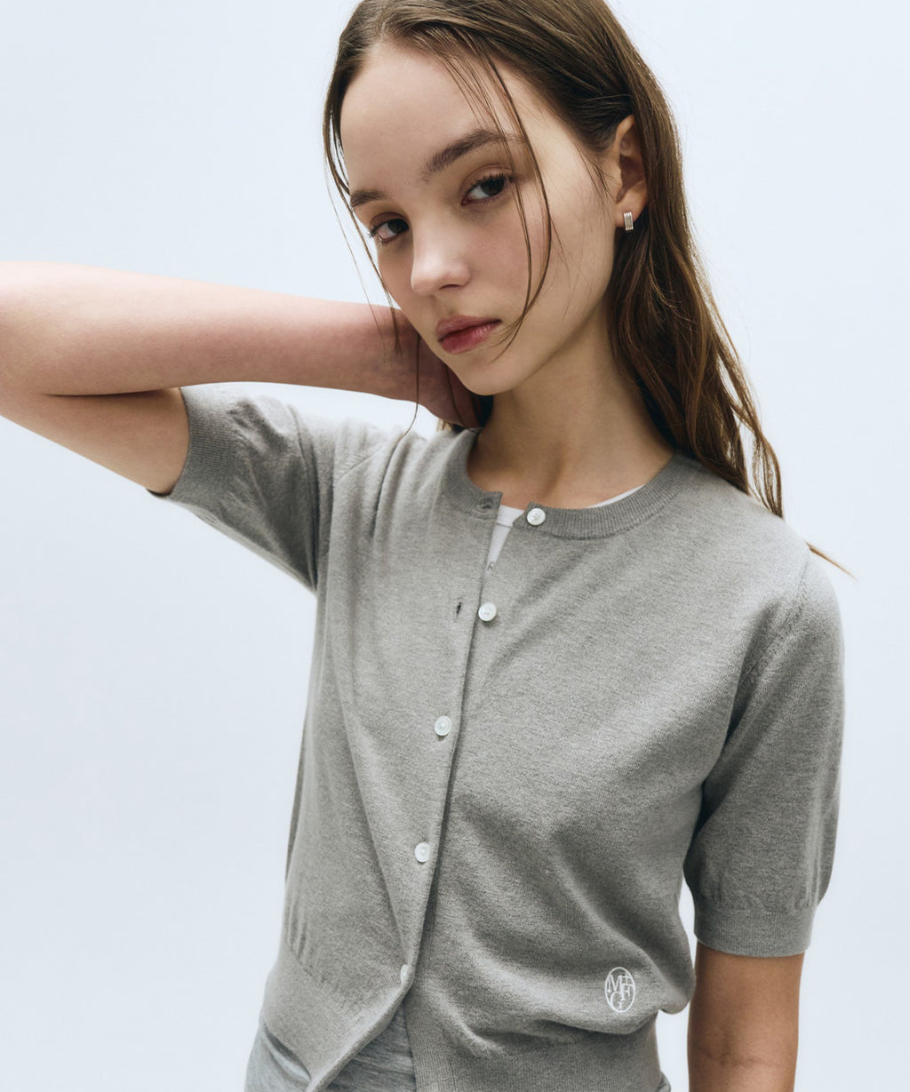 Marithe & Francois Girbaud - Round Neck Half Cardigan (Heather Gray) product image 3 | TRAB K-Fashion Australia