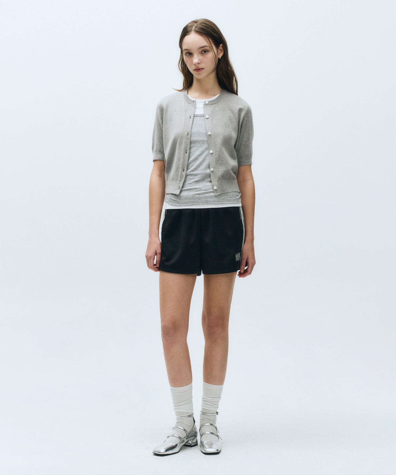Marithe & Francois Girbaud - Round Neck Half Cardigan (Heather Gray) product image 5 | TRAB K-Fashion Australia