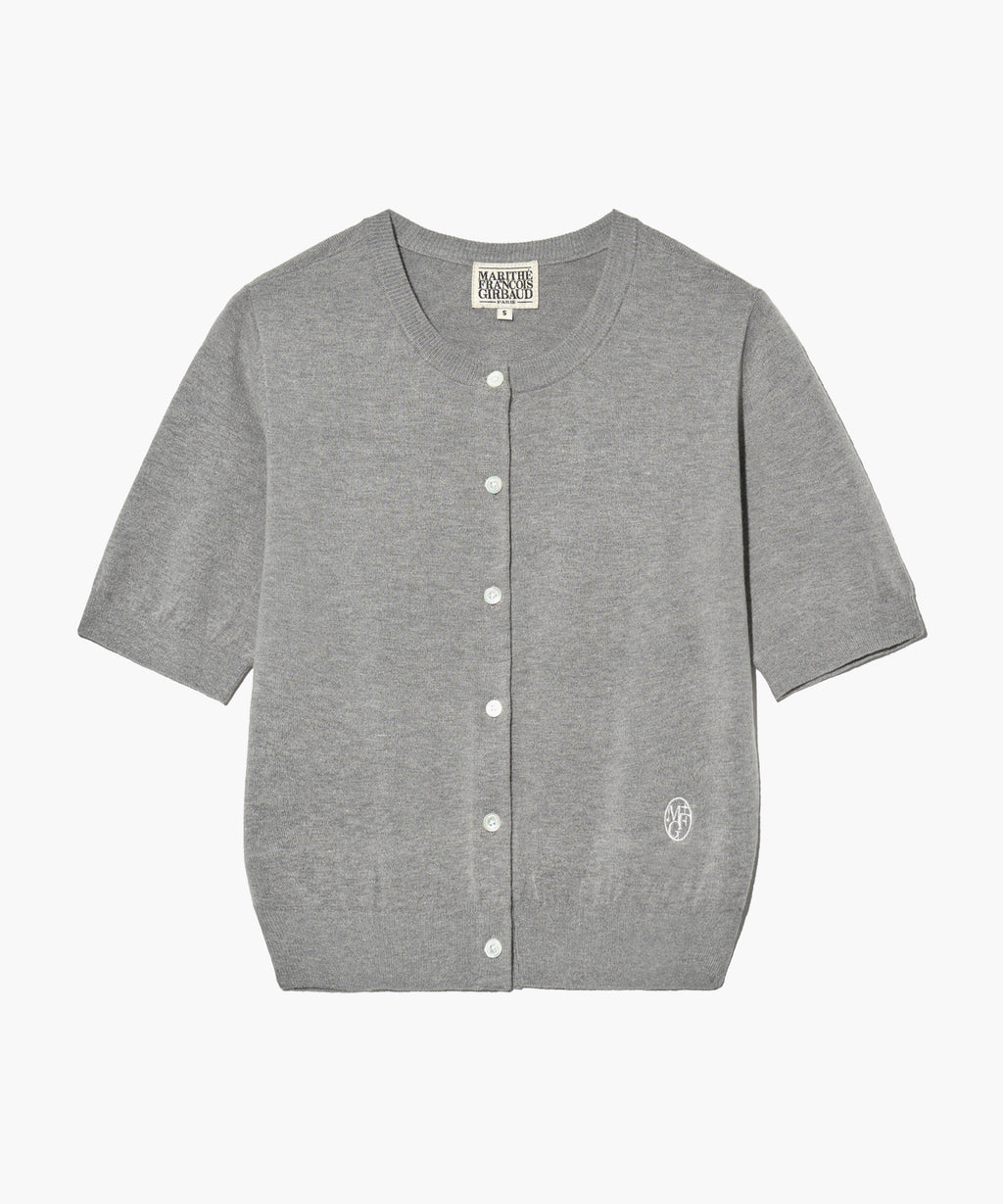 Marithe & Francois Girbaud - Round Neck Half Cardigan (Heather Gray) product image 8 | TRAB K-Fashion Australia