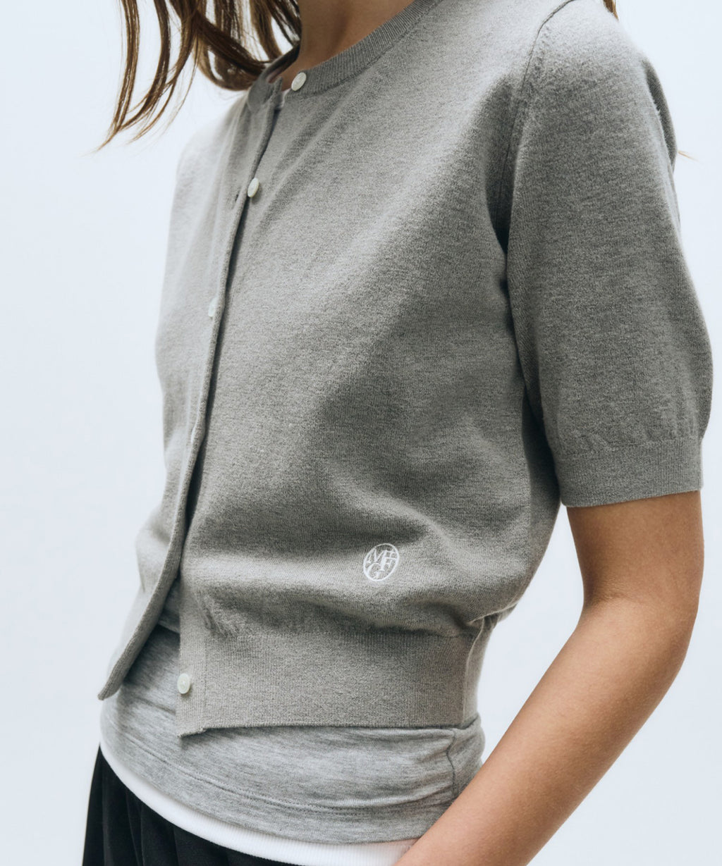 Marithe & Francois Girbaud - Round Neck Half Cardigan (Heather Gray) product image 4 | TRAB K-Fashion Australia
