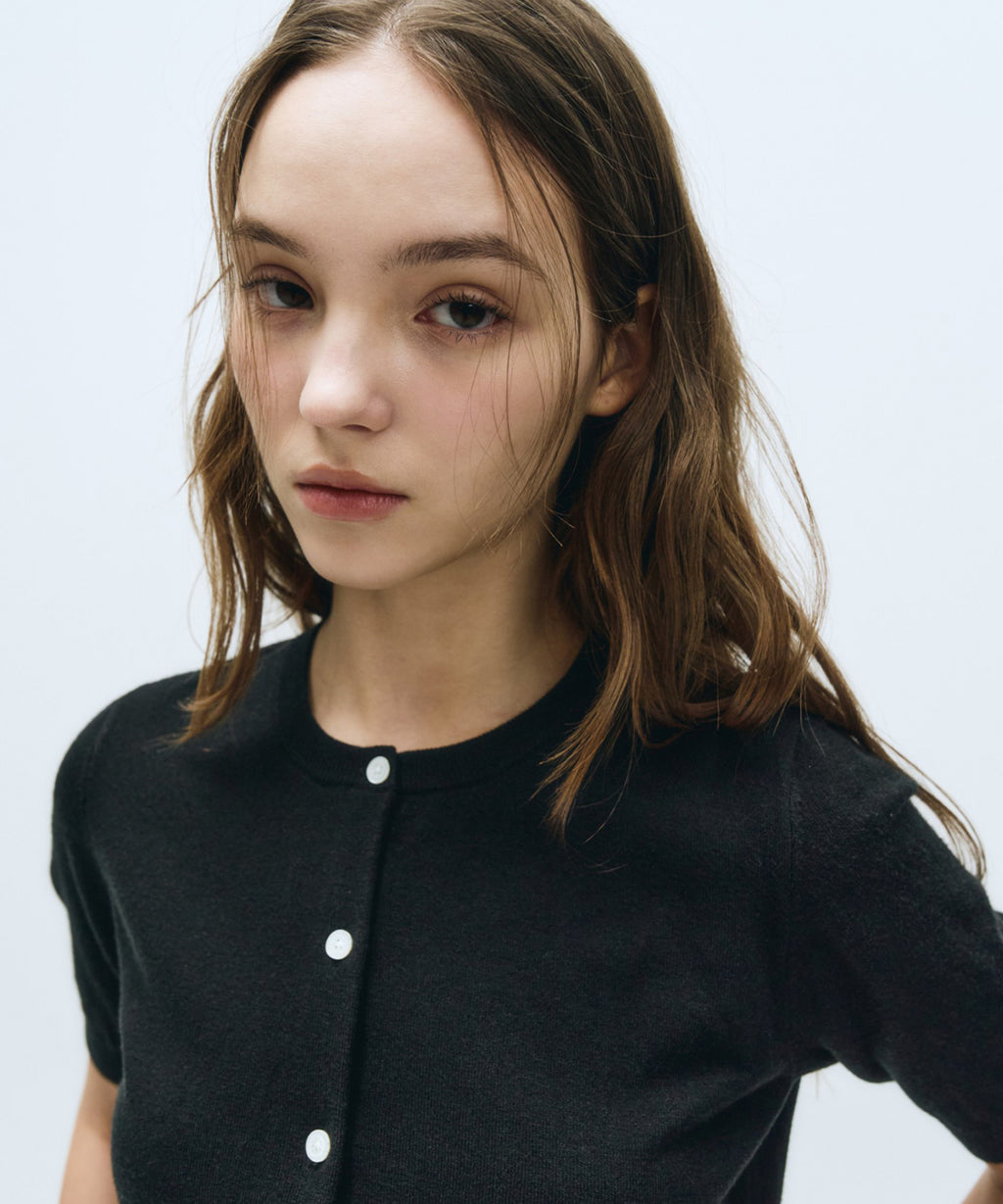 Marithe & Francois Girbaud - Round Neck Half Cardigan (Black) product image 3 | TRAB K-Fashion Australia