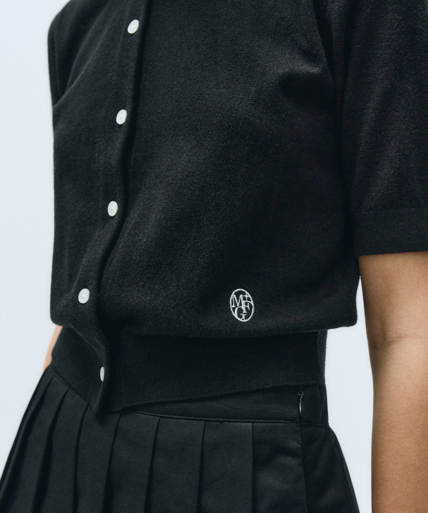 Marithe & Francois Girbaud - Round Neck Half Cardigan (Black) product image 4 | TRAB K-Fashion Australia