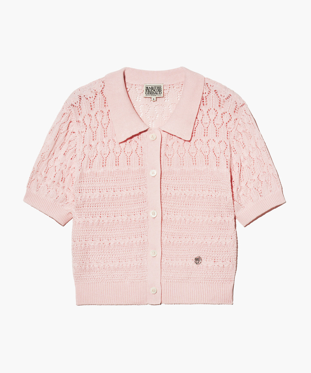 Marithe & Francois Girbaud - Half Sleeve Crochet Crop Cardigan (Light Pink) product image 9 | TRAB K-Fashion Australia