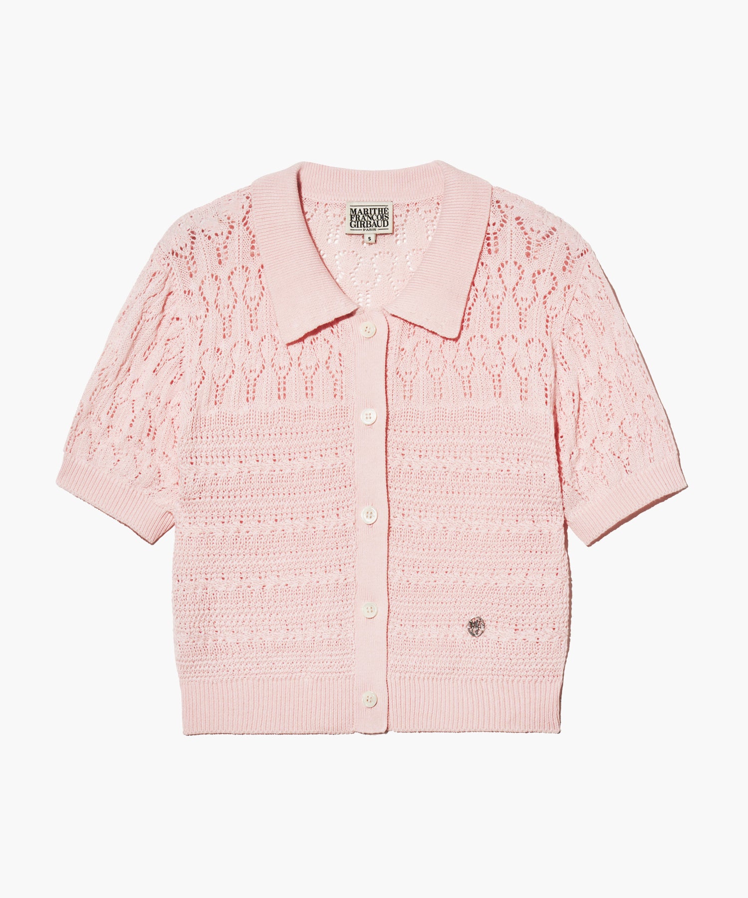Marithe & Francois Girbaud - Half Sleeve Crochet Crop Cardigan (Light Pink) product image 9 | TRAB K-Fashion Australia