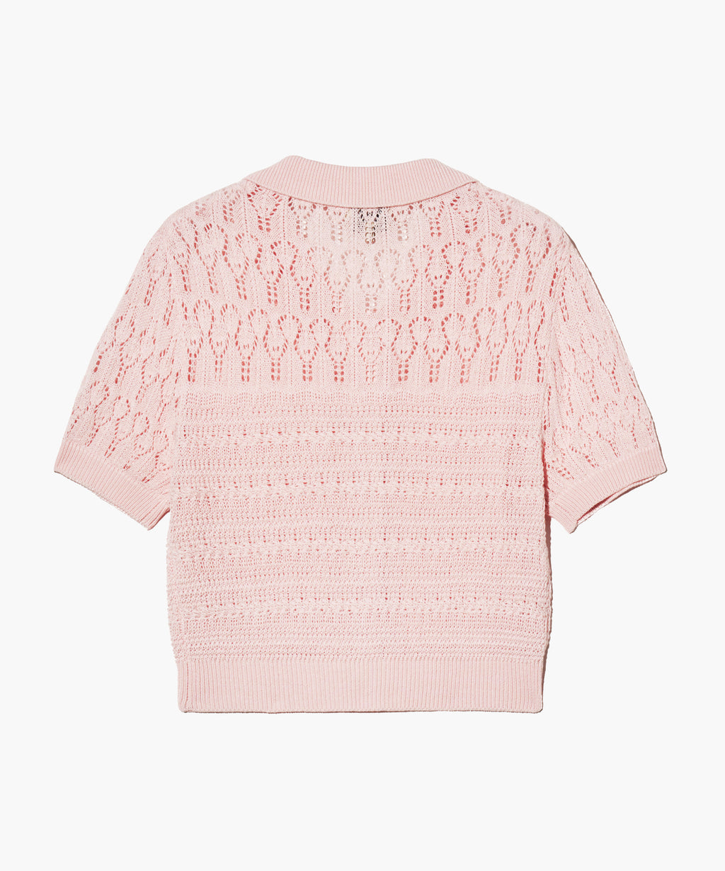 Marithe & Francois Girbaud - Half Sleeve Crochet Crop Cardigan (Light Pink) product image 10 | TRAB K-Fashion Australia