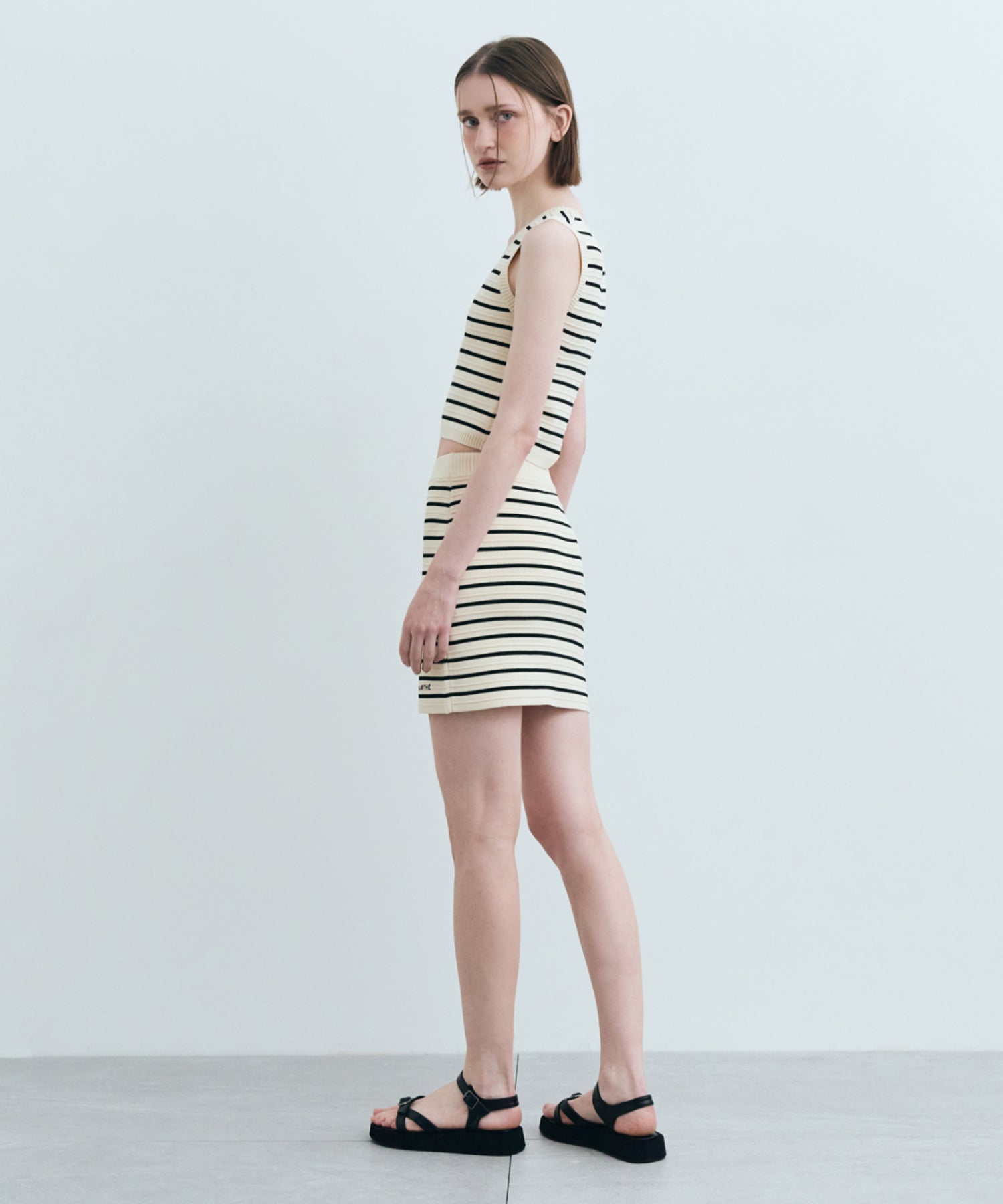 Marithe & Francois Girbaud - Stripe Sleeveless Knit Set-up (Ivory) product image 5 | TRAB K-Fashion Australia