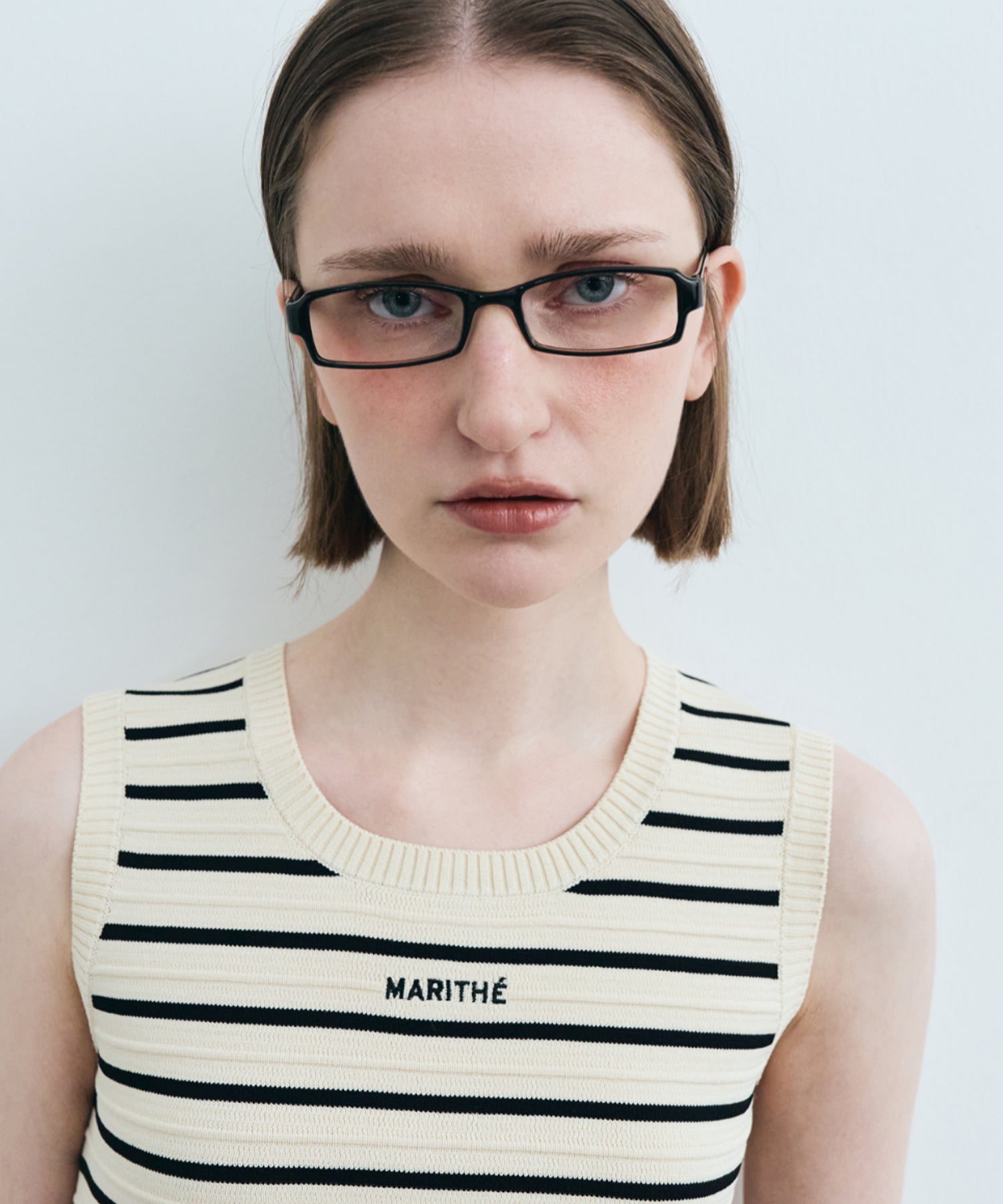 Marithe & Francois Girbaud - Stripe Sleeveless Knit Set-up (Ivory) product image 3 | TRAB K-Fashion Australia