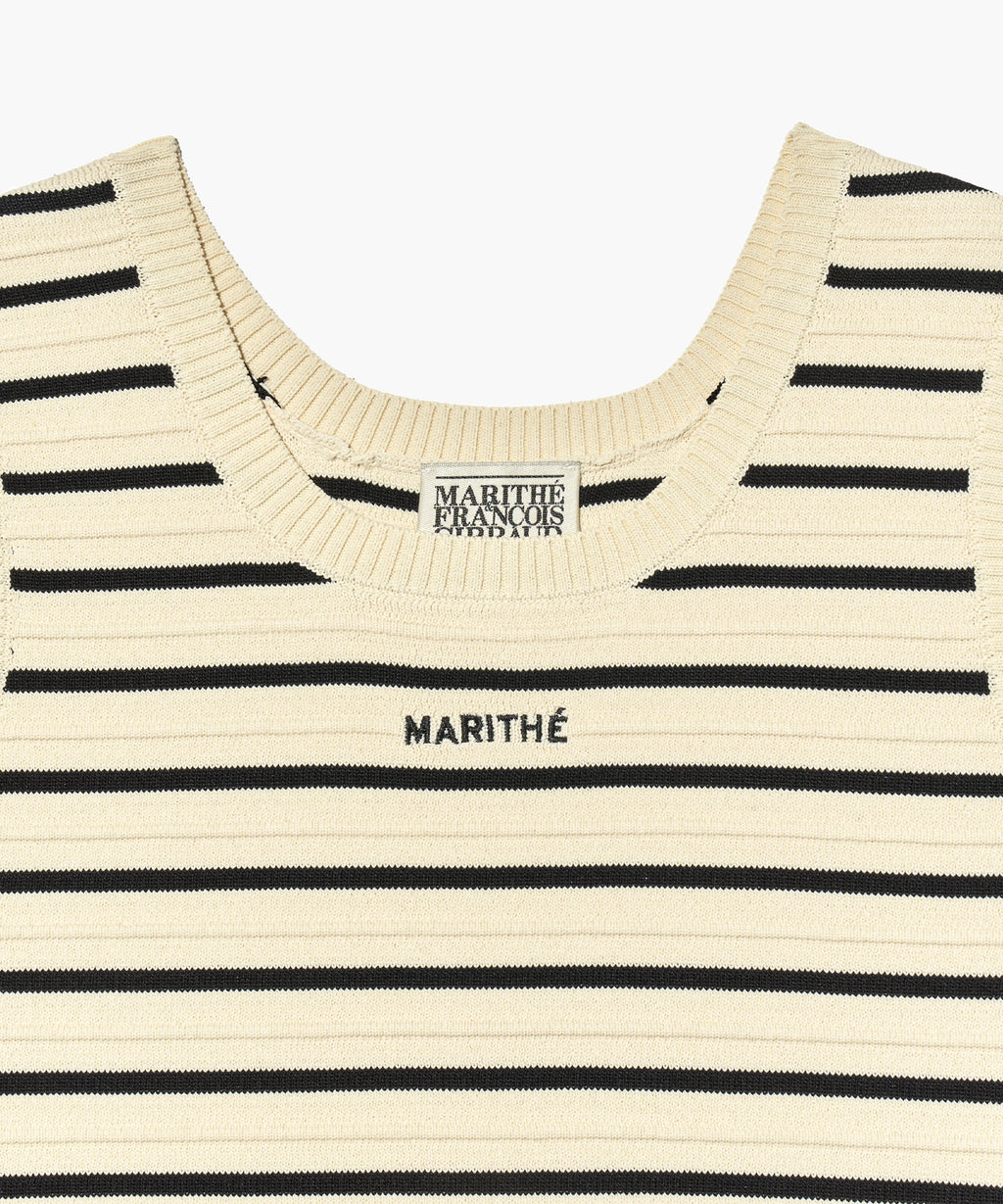 Marithe & Francois Girbaud - Stripe Sleeveless Knit Set-up (Ivory) product image 8 | TRAB K-Fashion Australia