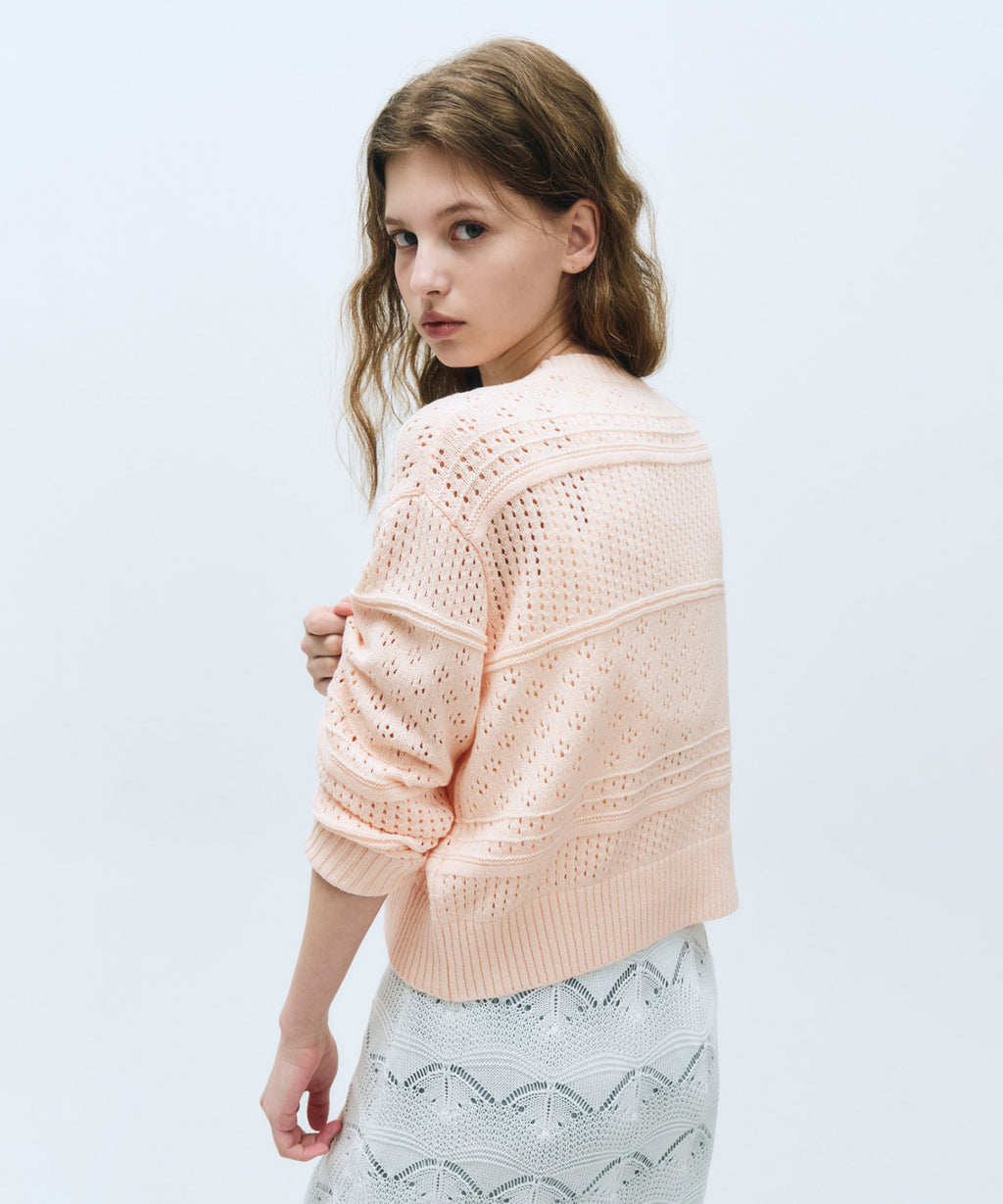 Marithe & Francois Girbaud - Crochet Knit Pullover (Pink) product image 2 | TRAB K-Fashion Australia