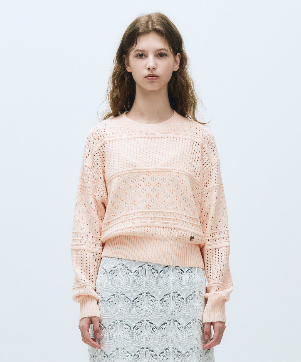 Marithe & Francois Girbaud - Crochet Knit Pullover (Pink) product image 1 | TRAB K-Fashion Australia