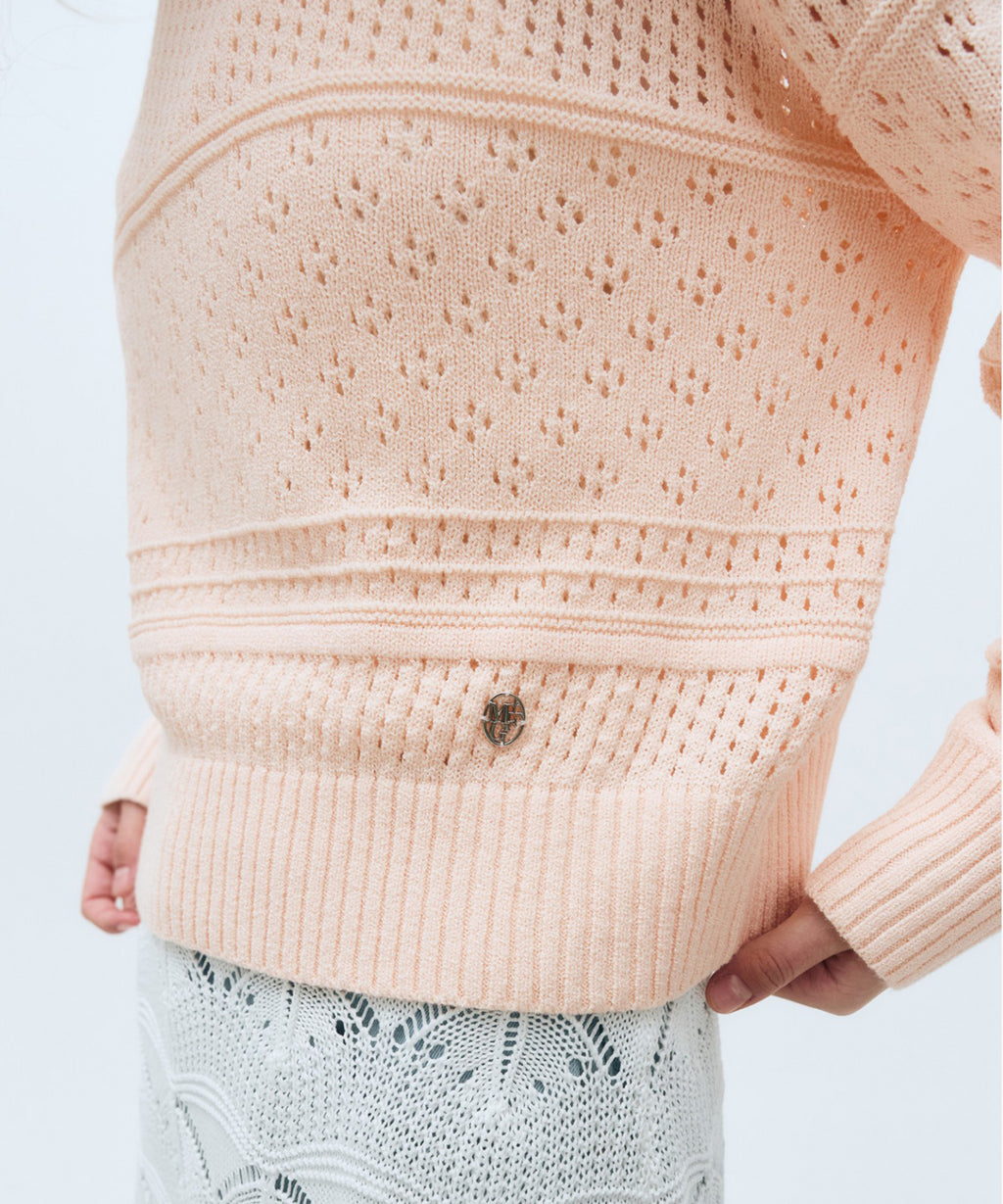 Marithe & Francois Girbaud - Crochet Knit Pullover (Pink) product image 4 | TRAB K-Fashion Australia