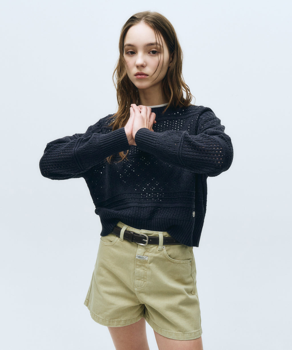 Marithe & Francois Girbaud - Crochet Knit Pullover (Navy) product image 2 | TRAB K-Fashion Australia