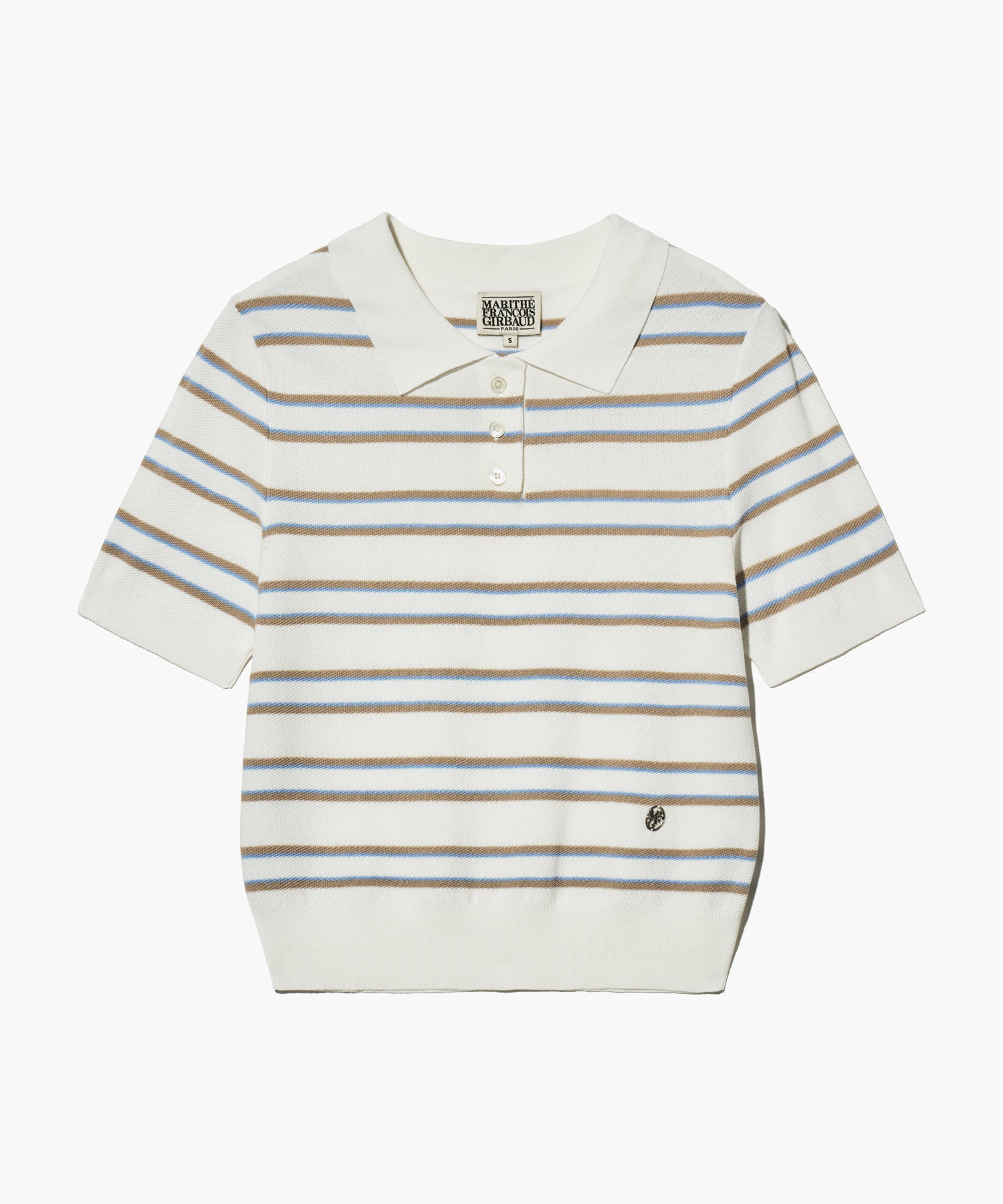 Marithe & Francois Girbaud - Half Sleeve Stripe Polo Knit (Ivory) product image 9 | TRAB K-Fashion Australia