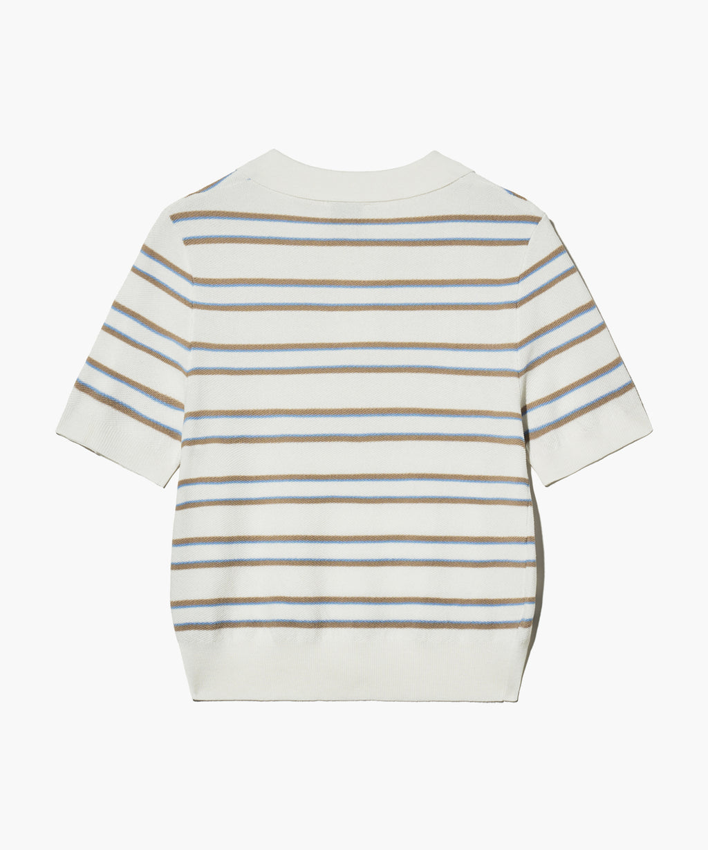 Marithe & Francois Girbaud - Half Sleeve Stripe Polo Knit (Ivory) product image 10 | TRAB K-Fashion Australia