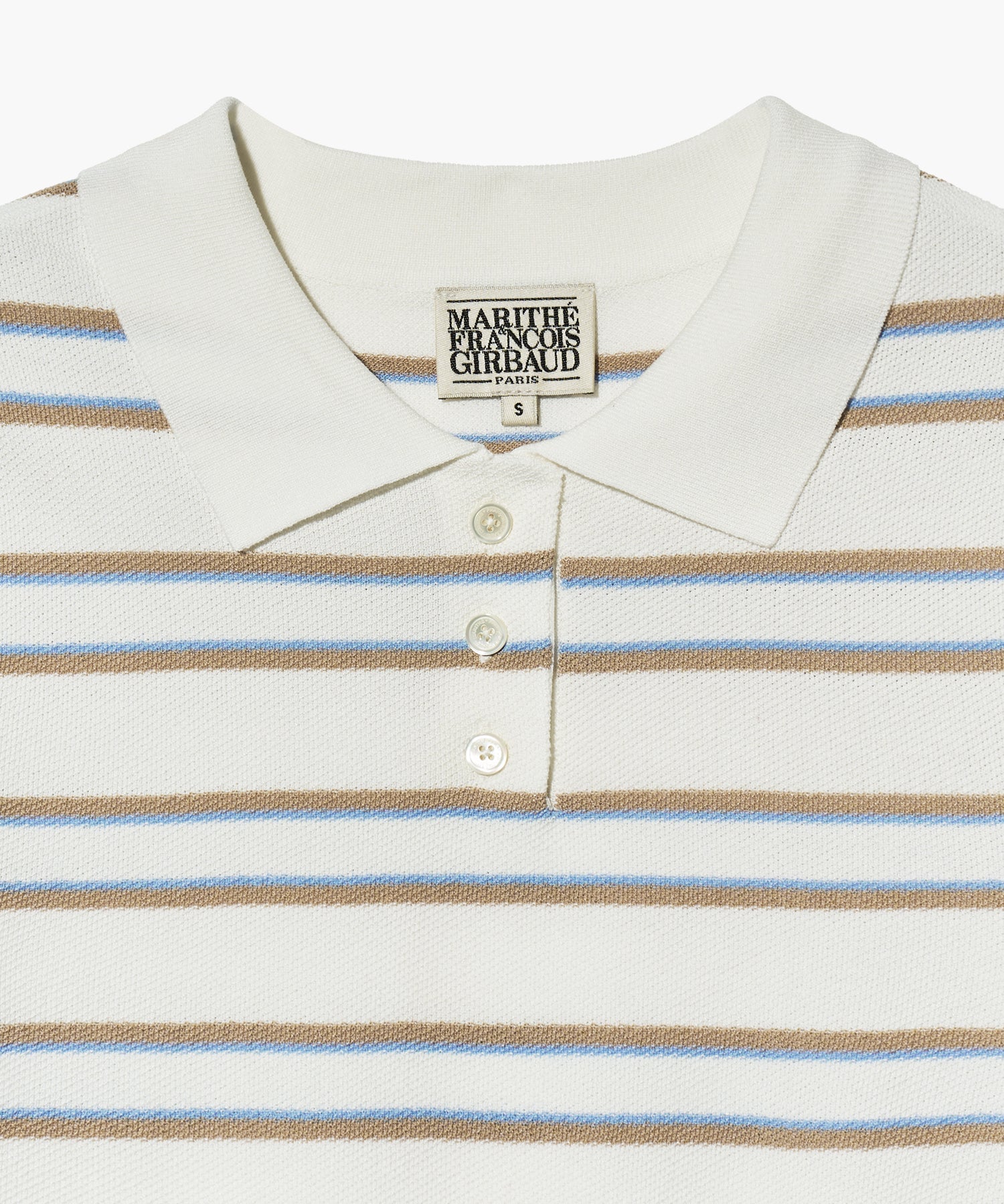 Marithe & Francois Girbaud - Half Sleeve Stripe Polo Knit (Ivory) product image 11 | TRAB K-Fashion Australia