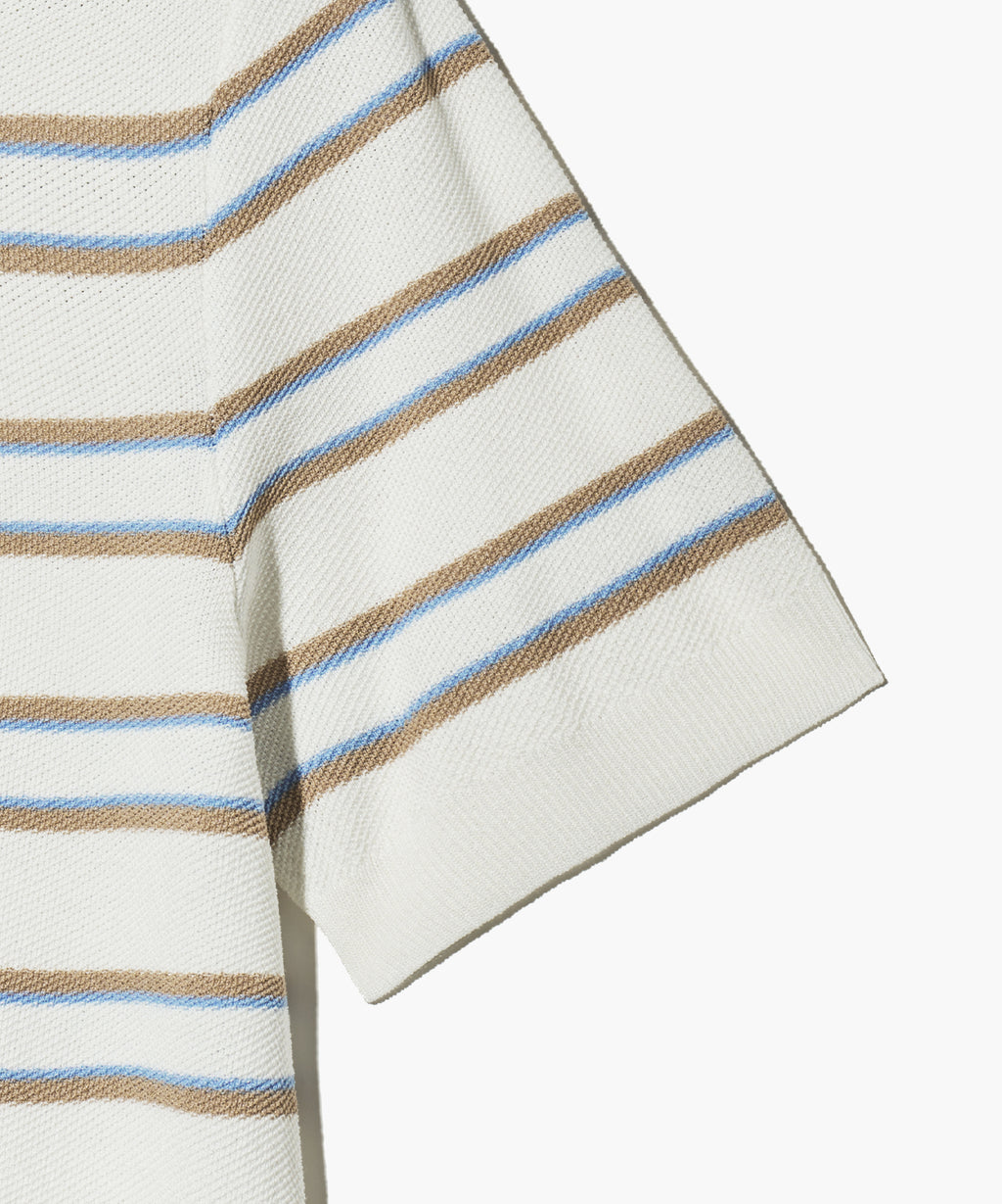 Marithe & Francois Girbaud - Half Sleeve Stripe Polo Knit (Ivory) product image 12 | TRAB K-Fashion Australia
