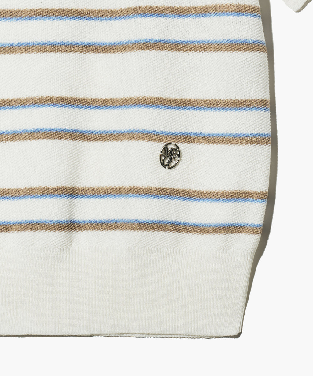 Marithe & Francois Girbaud - Half Sleeve Stripe Polo Knit (Ivory) product image 13 | TRAB K-Fashion Australia