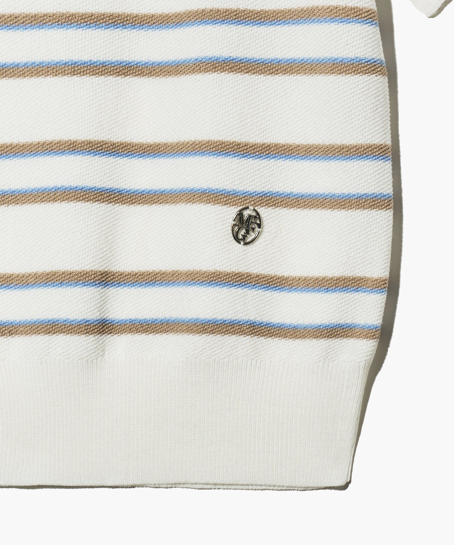 Marithe & Francois Girbaud - Half Sleeve Stripe Polo Knit (Ivory) product image 13 | TRAB K-Fashion Australia