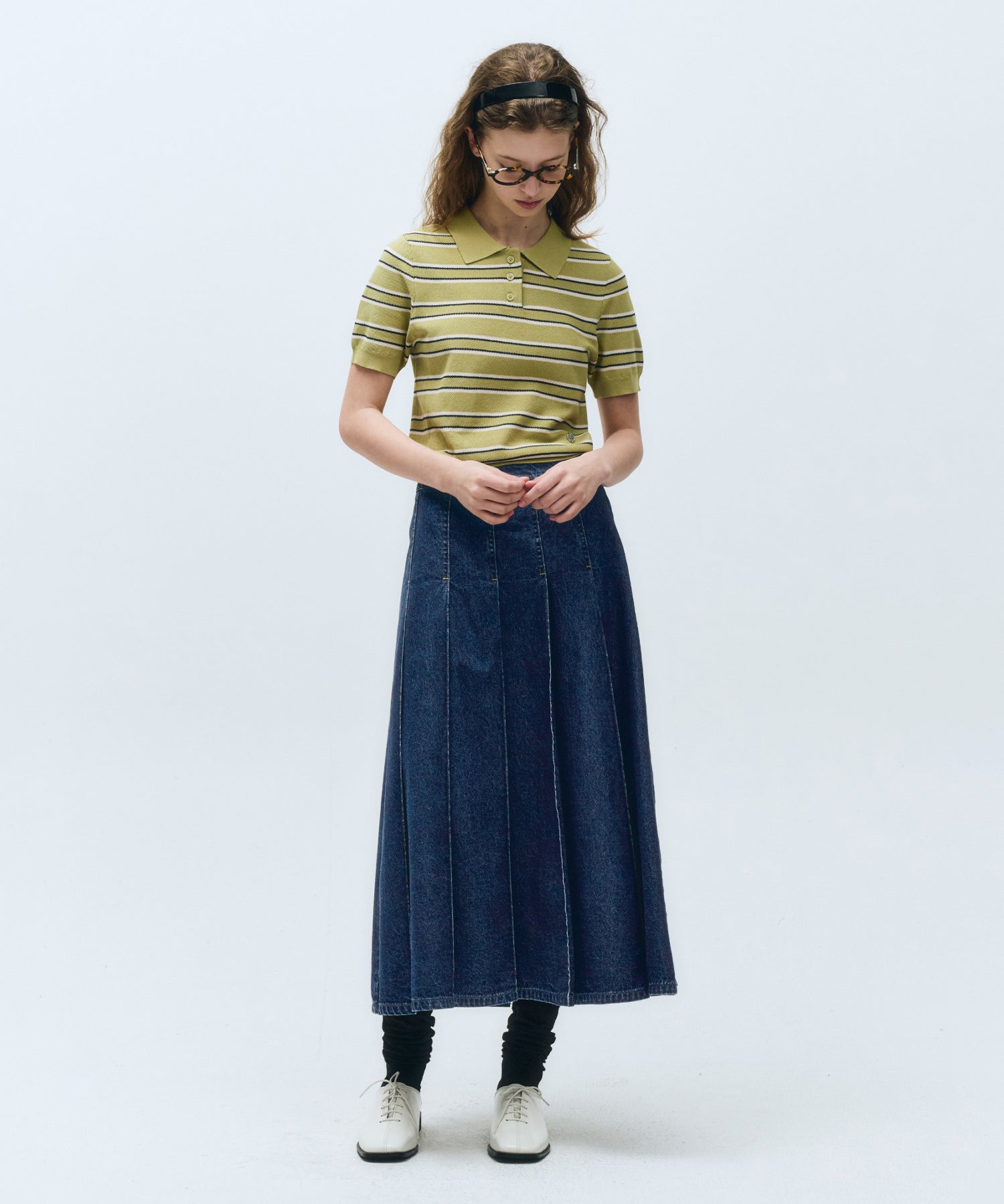 Marithe & Francois Girbaud - Half Sleeve Stripe Polo Knit (Olive) product image 4 | TRAB K-Fashion Australia