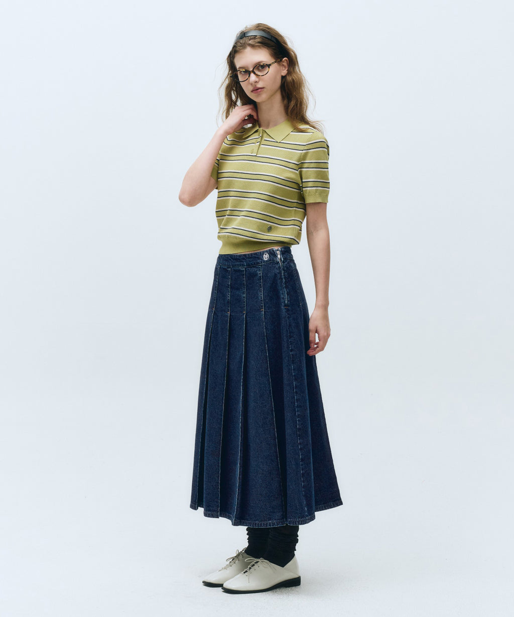 Marithe & Francois Girbaud - Half Sleeve Stripe Polo Knit (Olive) product image 5 | TRAB K-Fashion Australia