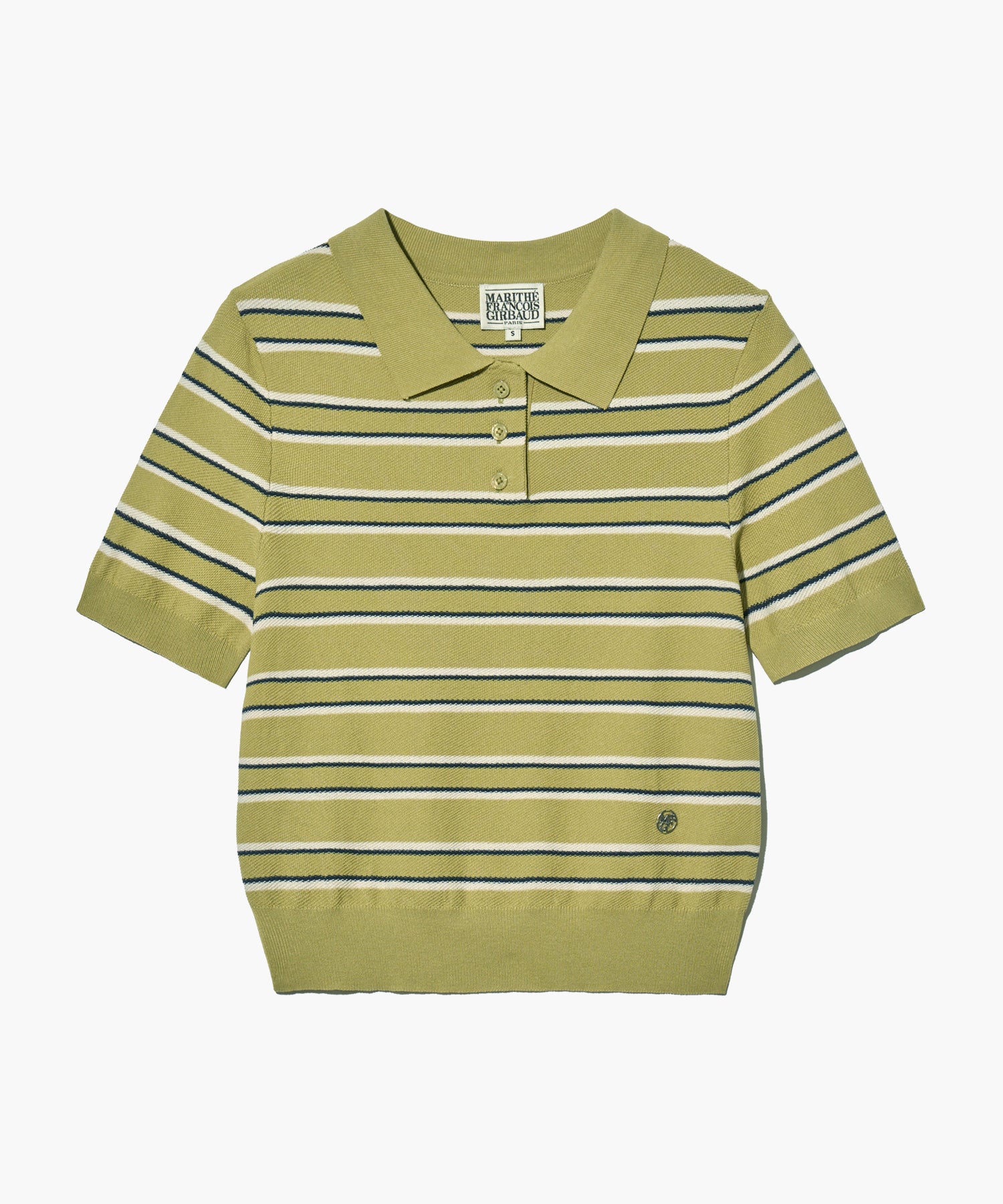Marithe & Francois Girbaud - Half Sleeve Stripe Polo Knit (Olive) product image 7 | TRAB K-Fashion Australia