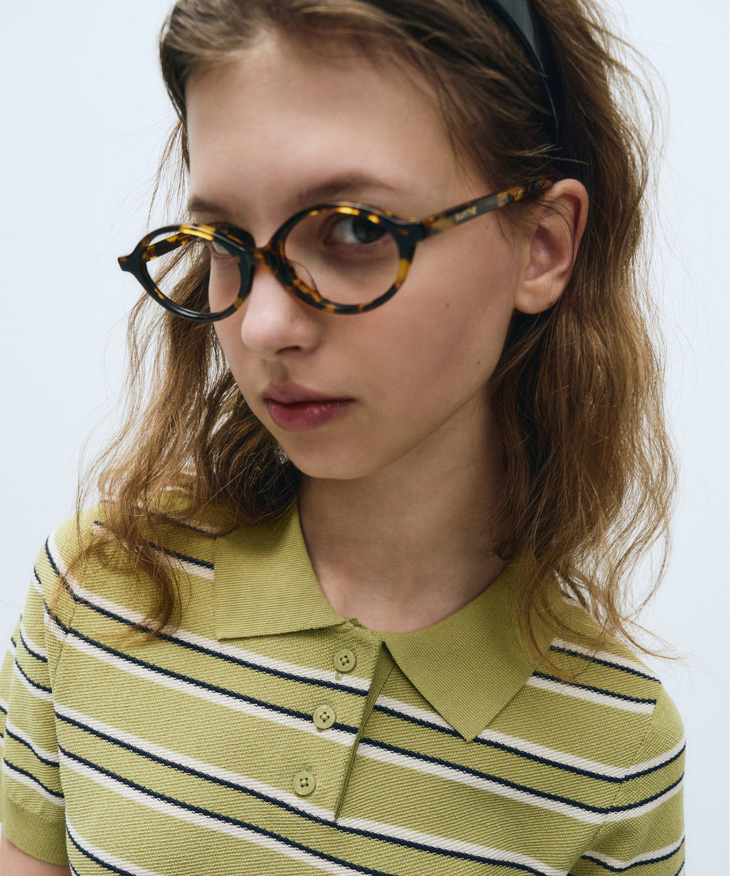 Marithe & Francois Girbaud - Half Sleeve Stripe Polo Knit (Olive) product image 2 | TRAB K-Fashion Australia