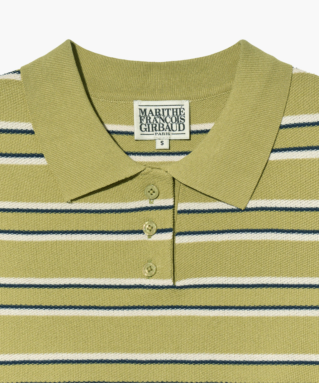 Marithe & Francois Girbaud - Half Sleeve Stripe Polo Knit (Olive) product image 9 | TRAB K-Fashion Australia