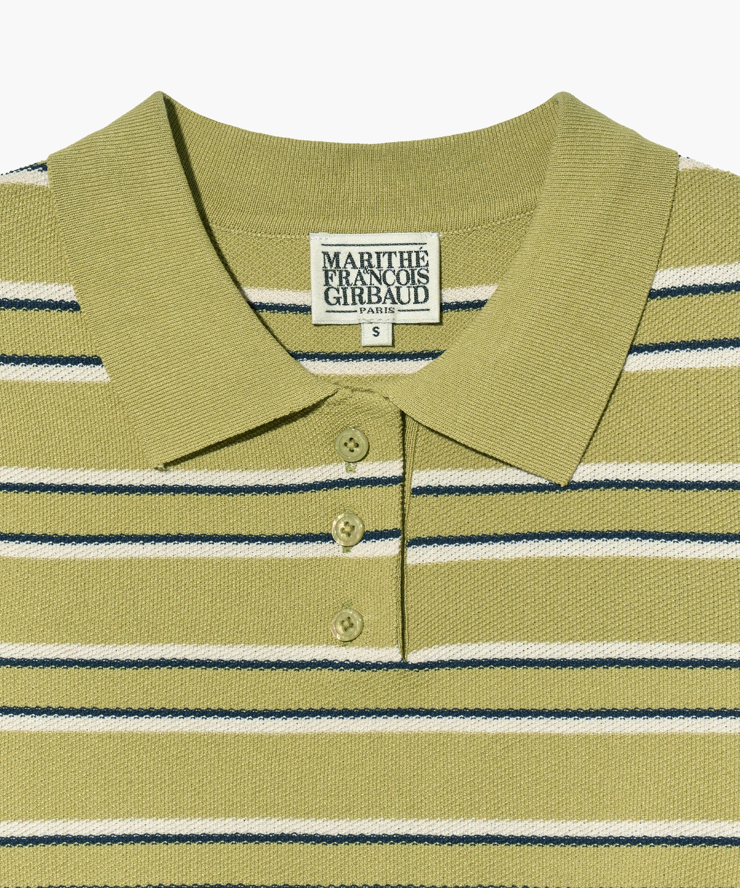 Marithe & Francois Girbaud - Half Sleeve Stripe Polo Knit (Olive) product image 9 | TRAB K-Fashion Australia