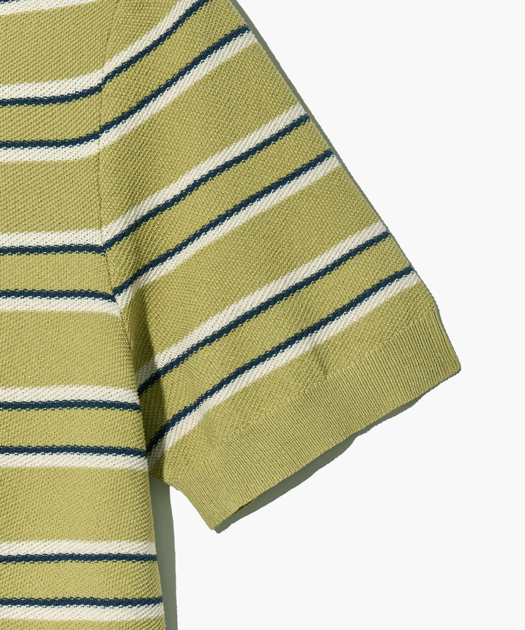 Marithe & Francois Girbaud - Half Sleeve Stripe Polo Knit (Olive) product image 10 | TRAB K-Fashion Australia