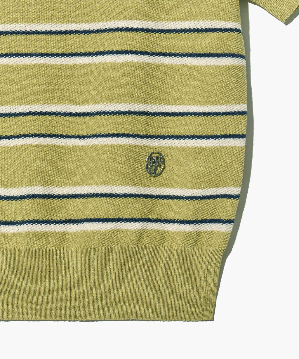 Marithe & Francois Girbaud - Half Sleeve Stripe Polo Knit (Olive) product image 11 | TRAB K-Fashion Australia