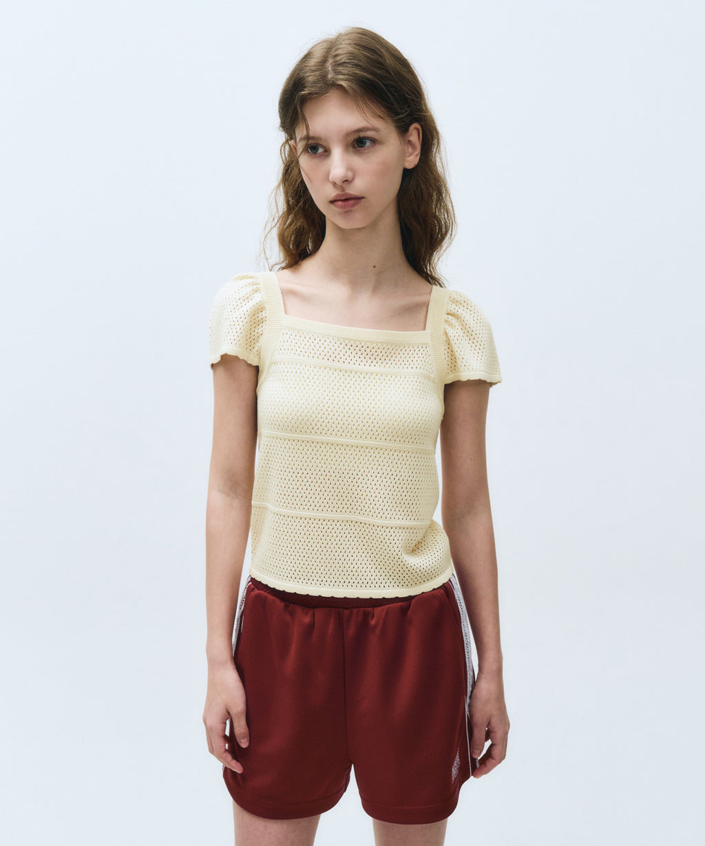 Marithe & Francois Girbaud - Ruffle Strap Knit Top (Ivory) product image 2 | TRAB K-Fashion Australia