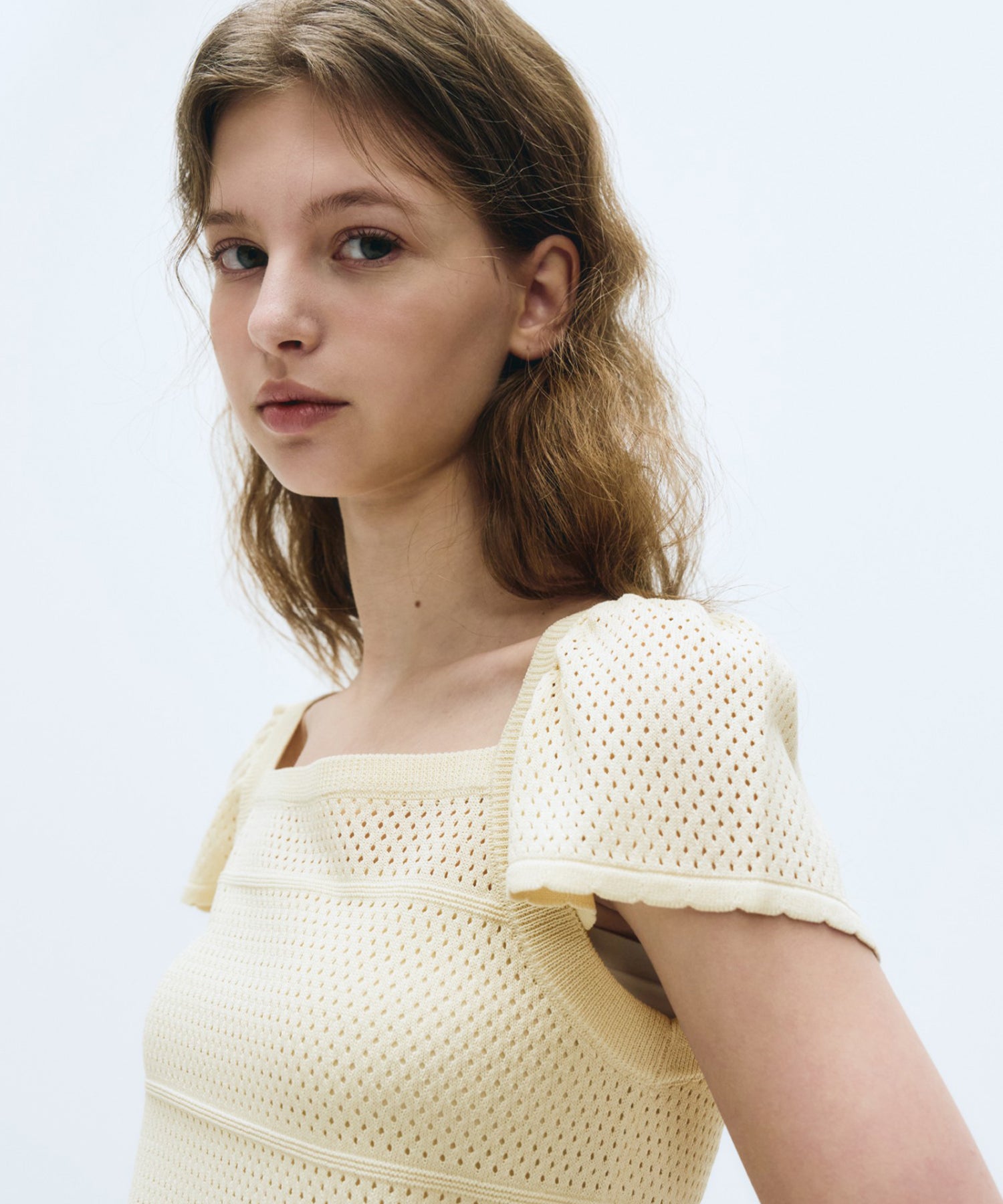 Marithe & Francois Girbaud - Ruffle Strap Knit Top (Ivory) product image 4 | TRAB K-Fashion Australia