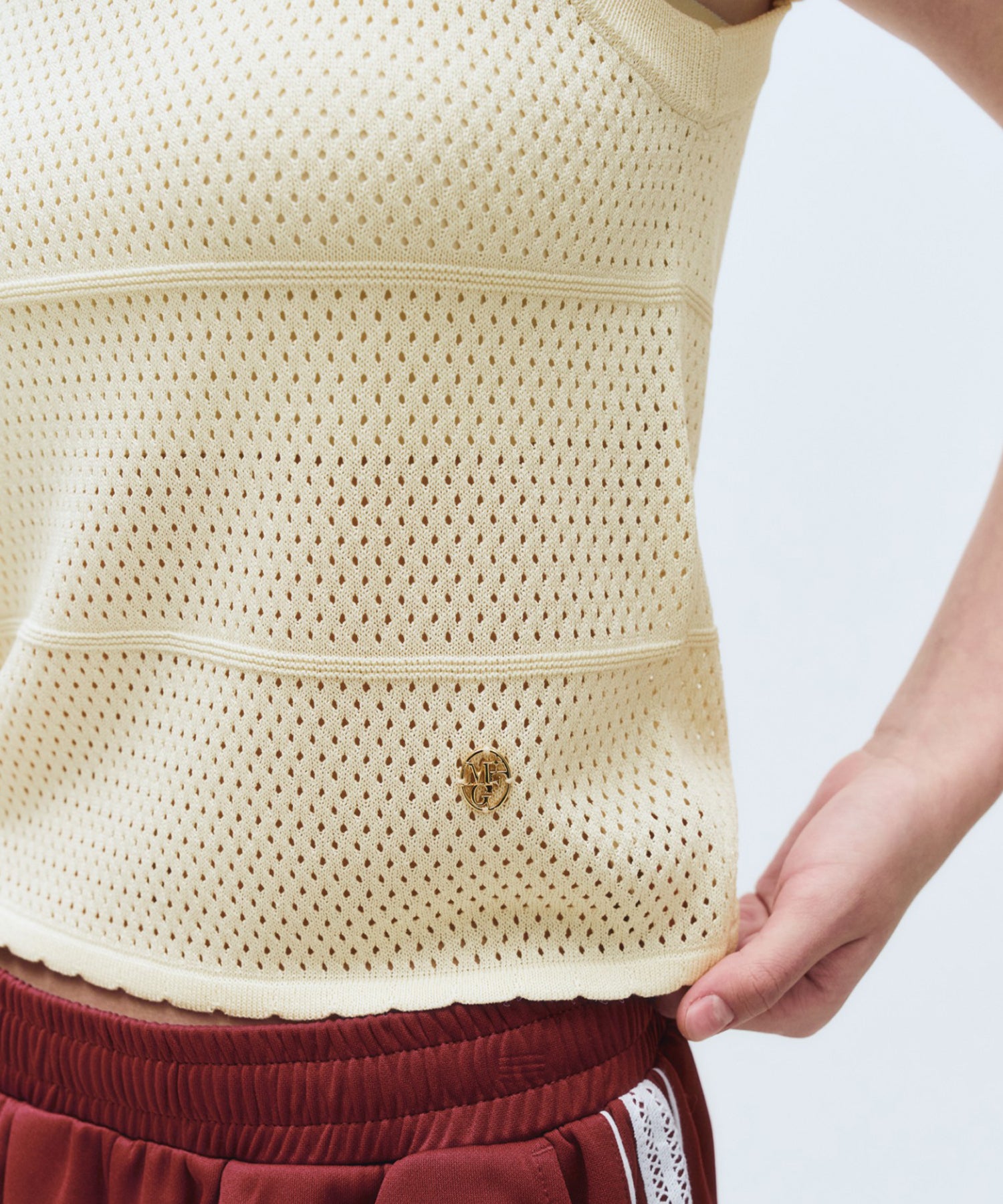 Marithe & Francois Girbaud - Ruffle Strap Knit Top (Ivory) product image 5 | TRAB K-Fashion Australia