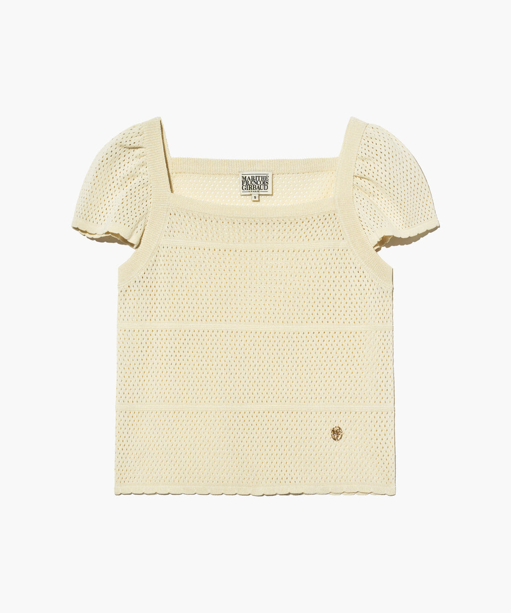 Marithe & Francois Girbaud - Ruffle Strap Knit Top (Ivory) product image 9 | TRAB K-Fashion Australia