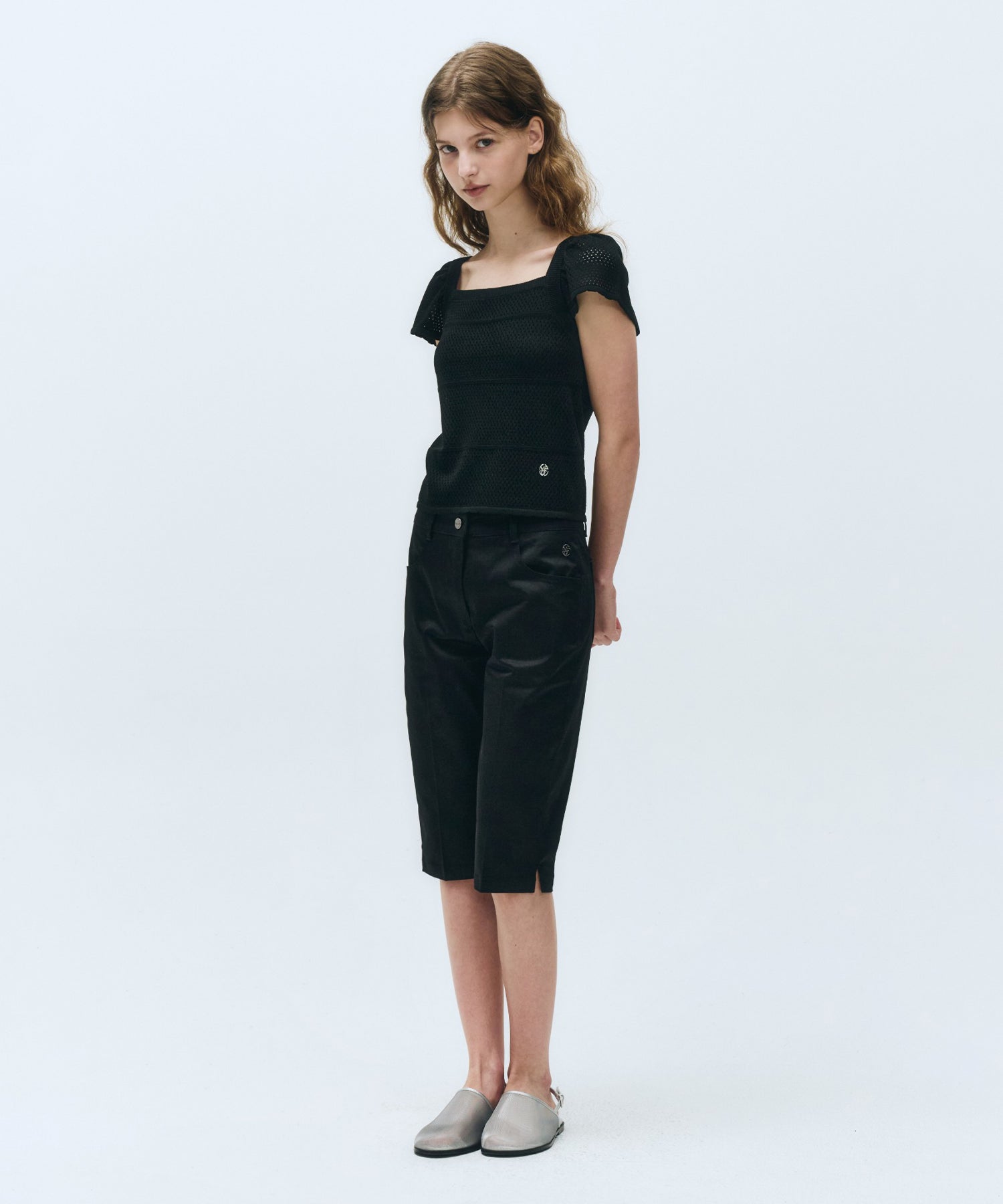 Marithe & Francois Girbaud - Ruffle Strap Knit Top (Black) product image 5 | TRAB K-Fashion Australia