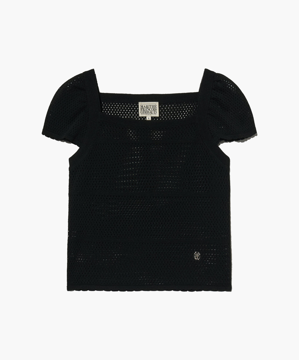 Marithe & Francois Girbaud - Ruffle Strap Knit Top (Black) product image 7 | TRAB K-Fashion Australia