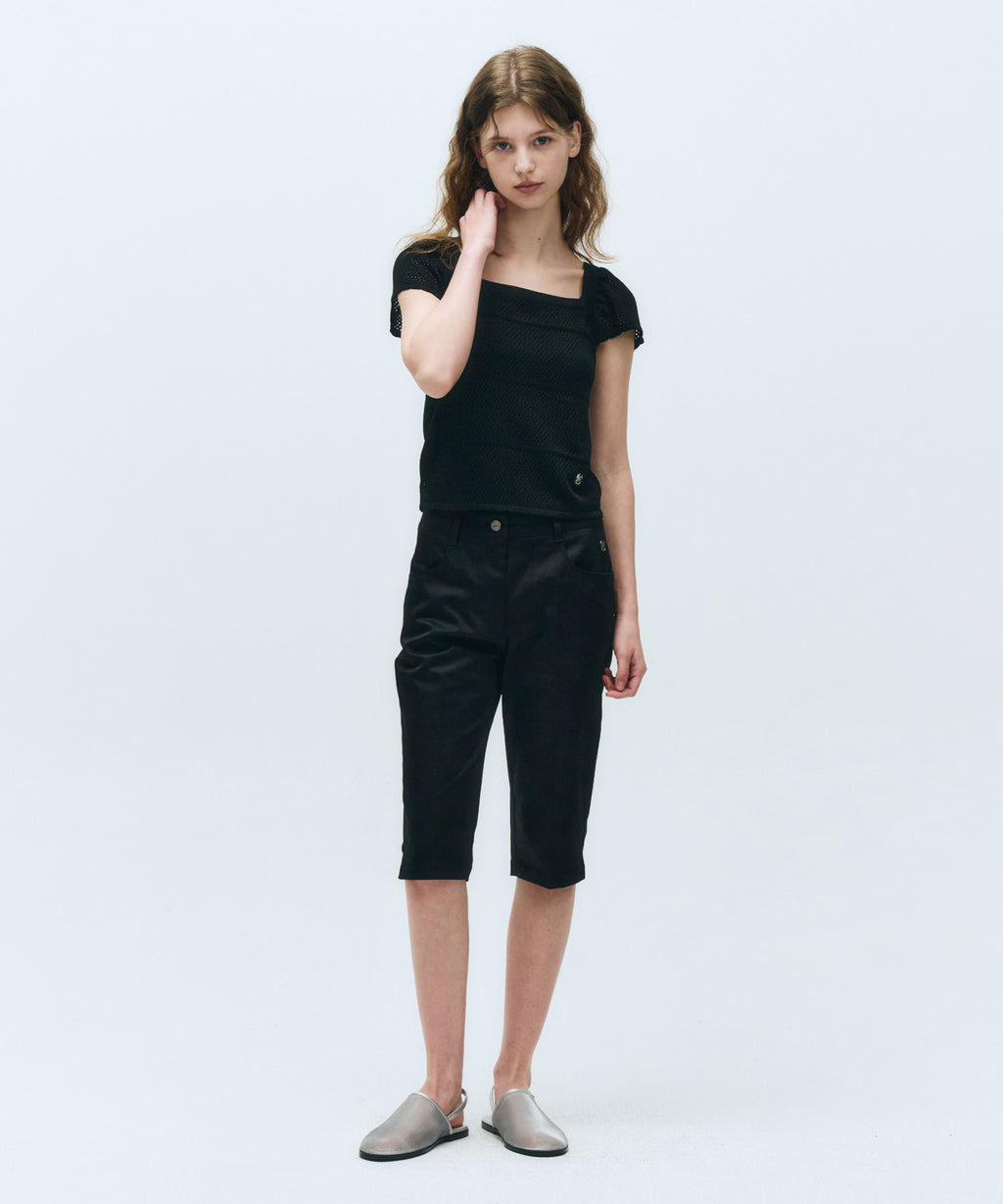 Marithe & Francois Girbaud - Ruffle Strap Knit Top (Black) product image 4 | TRAB K-Fashion Australia