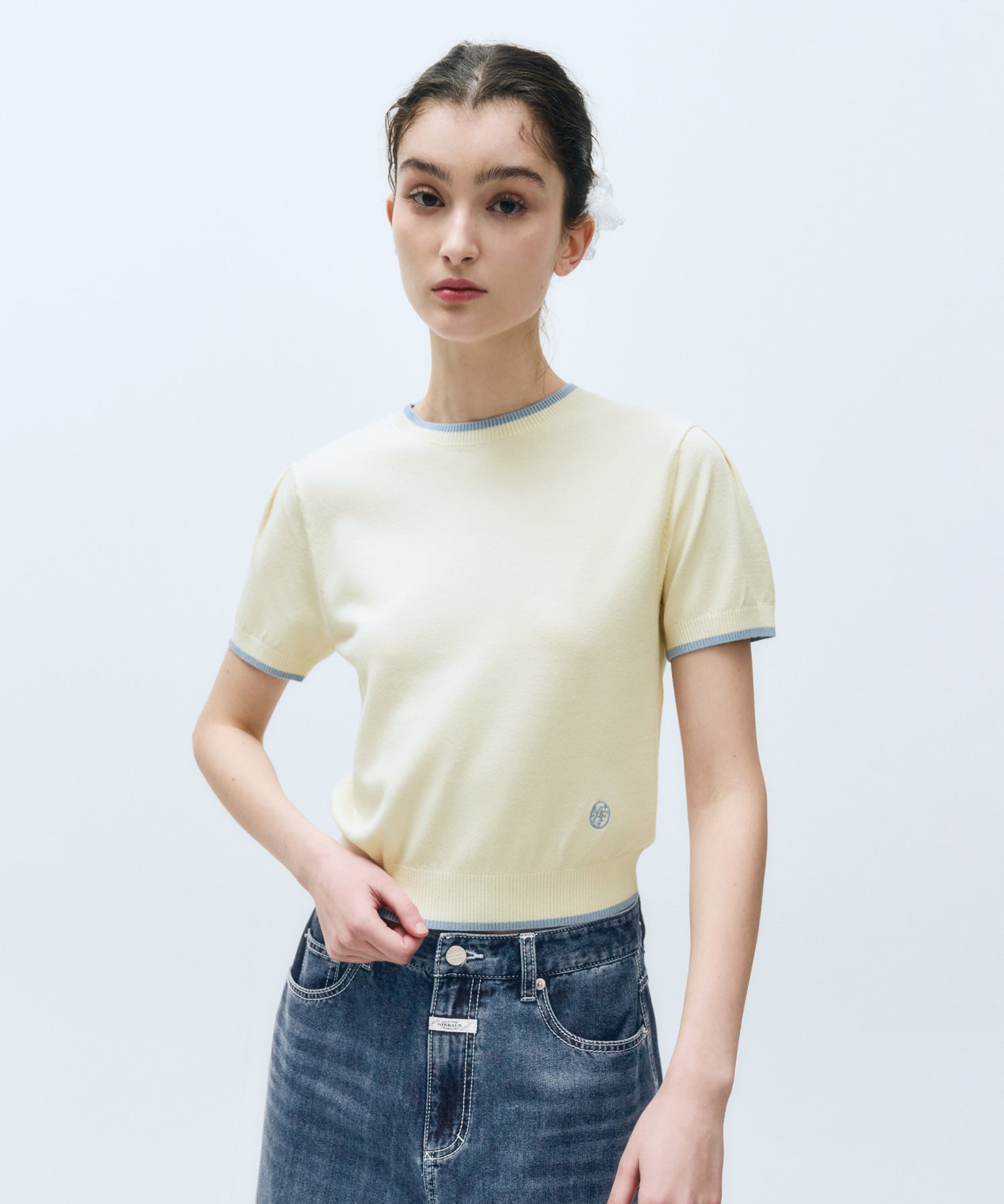 Marithe & Francois Girbaud - Ringer Half Knit (Ivory) product image 1 | TRAB K-Fashion Australia