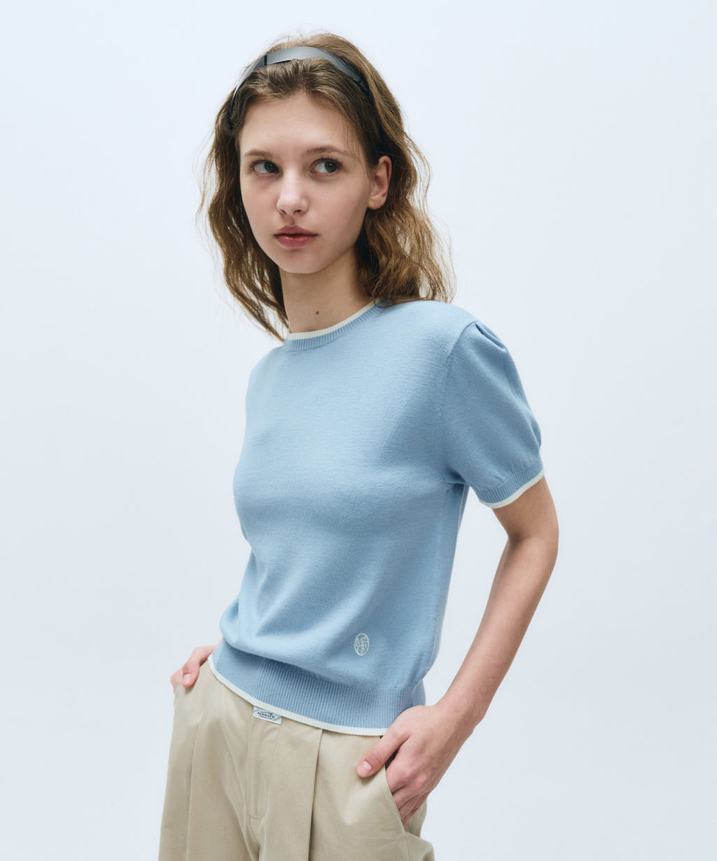 Marithe & Francois Girbaud - Ringer Half Knit (Sky Blue) product image 1 | TRAB K-Fashion Australia