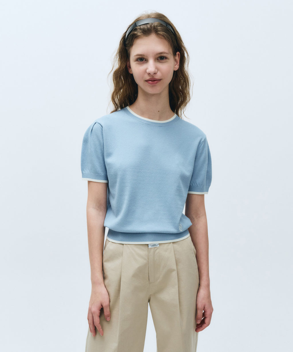 Marithe & Francois Girbaud - Ringer Half Knit (Sky Blue) product image 2 | TRAB K-Fashion Australia
